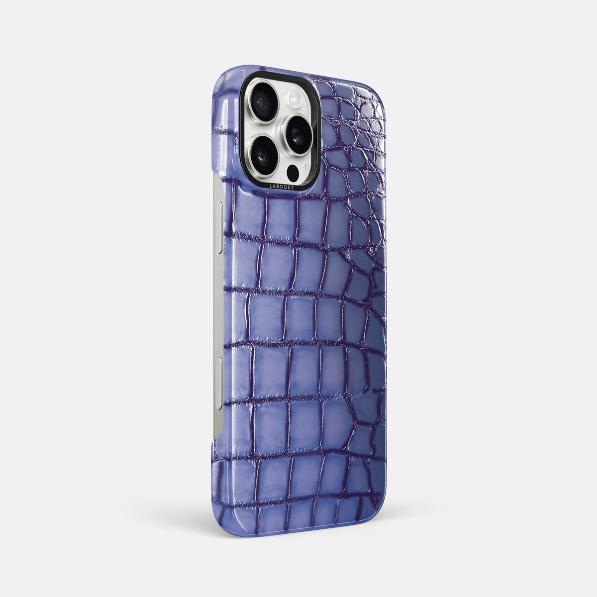 Lilac iPhone 16 Pro Max Classic Case Patina Alligator with Black Metal -2 | Lilac-Black
