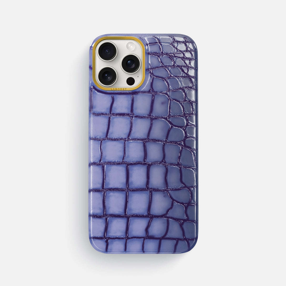 Lilac iPhone 16 Pro Max Classic Case Patina Alligator with Gold Metal -1 | Lilac-Gold