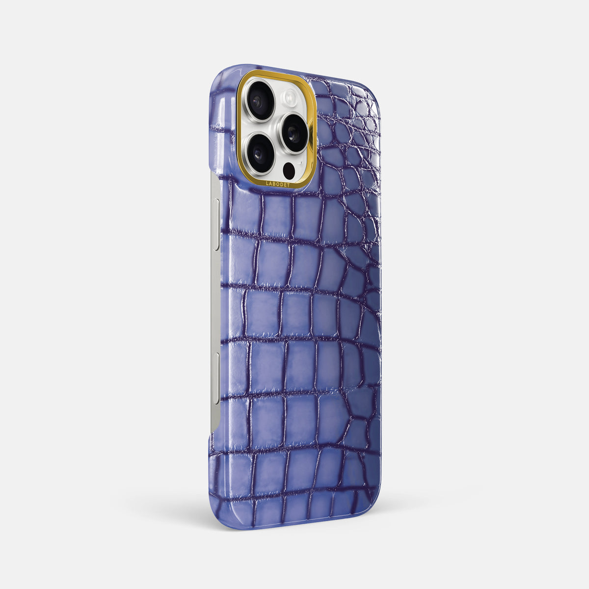 Lilac iPhone 16 Pro Max Classic Case Patina Alligator with Gold Metal -2 | Lilac-Gold
