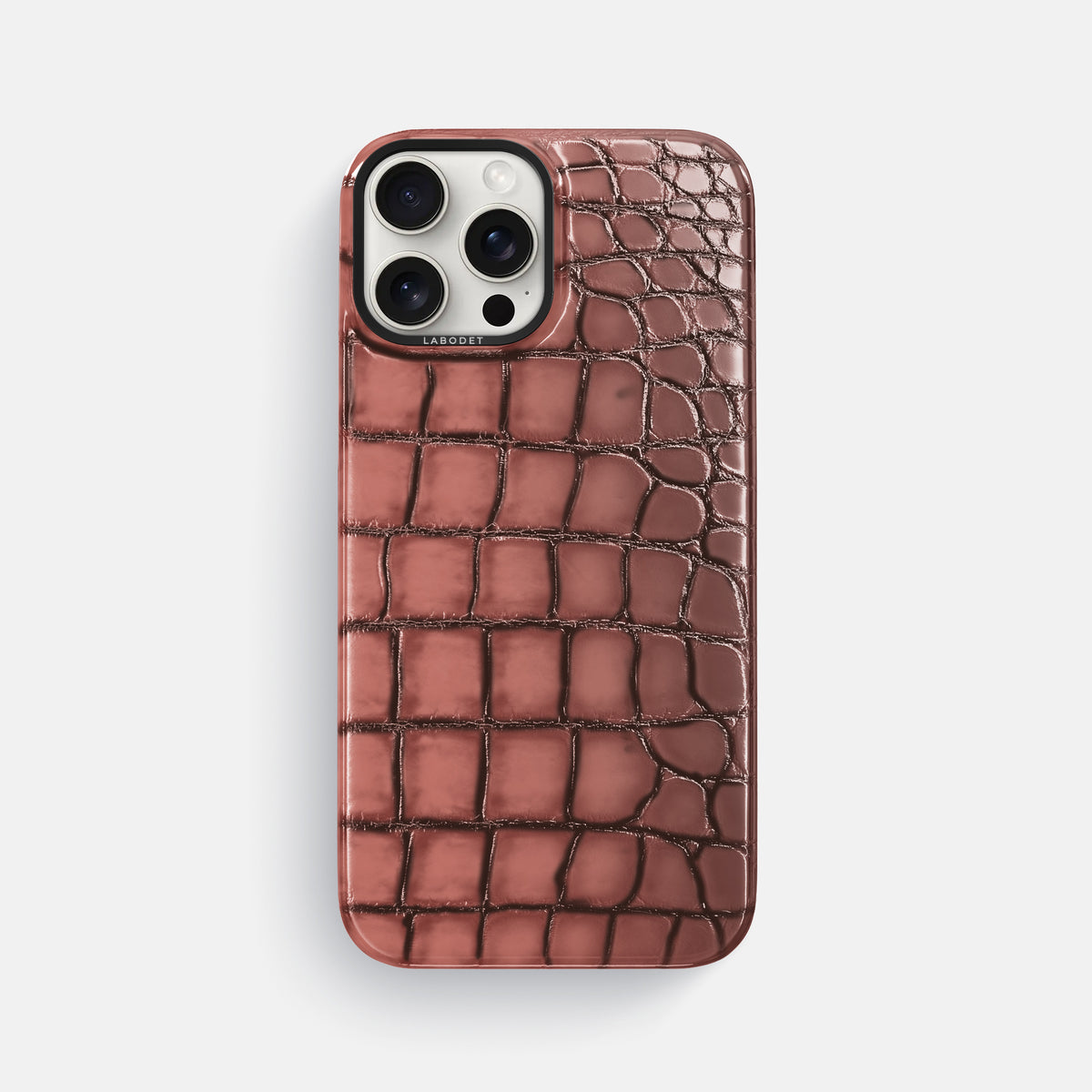 Wine-Sediment iPhone 16 Pro Max Classic Case Patina Alligator with Black Metal -1 | Wine-Sediment-Black