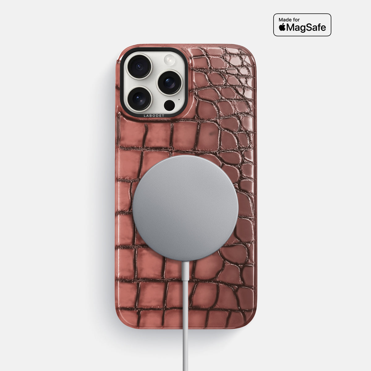 Wine-Sediment iPhone 16 Pro Max Classic Case Patina Alligator with Black Metal -5 | Wine-Sediment-Black
