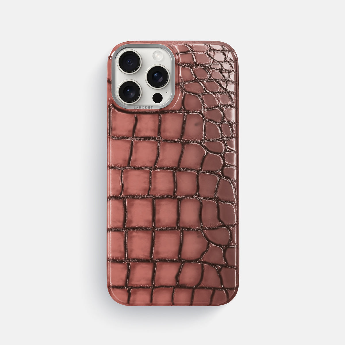 Wine-Sediment iPhone 16 Pro Max Classic Case Patina Alligator with Steel Metal -1 | Wine-Sediment-Steel