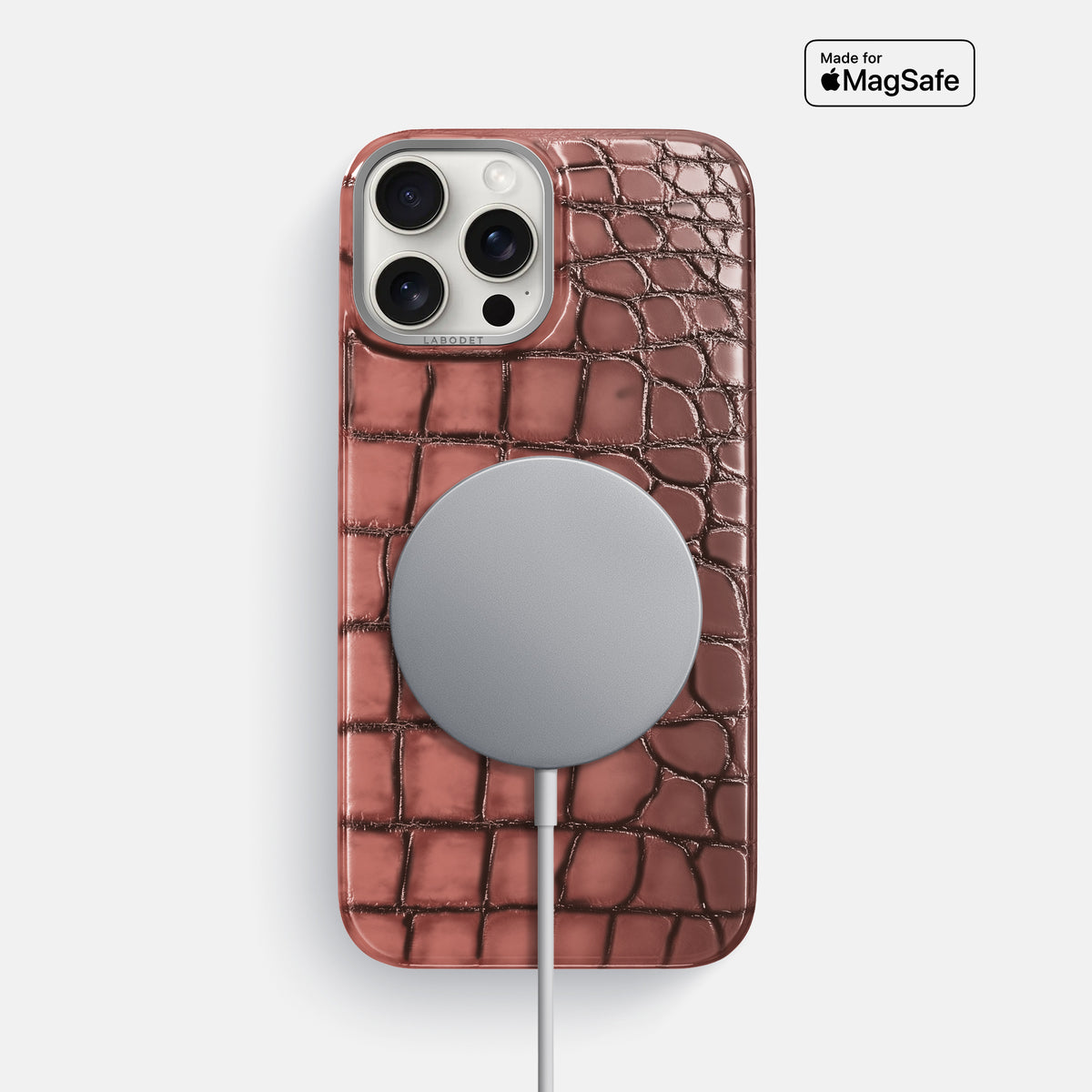 Wine-Sediment iPhone 16 Pro Max Classic Case Patina Alligator with Steel Metal -5 | Wine-Sediment-Steel