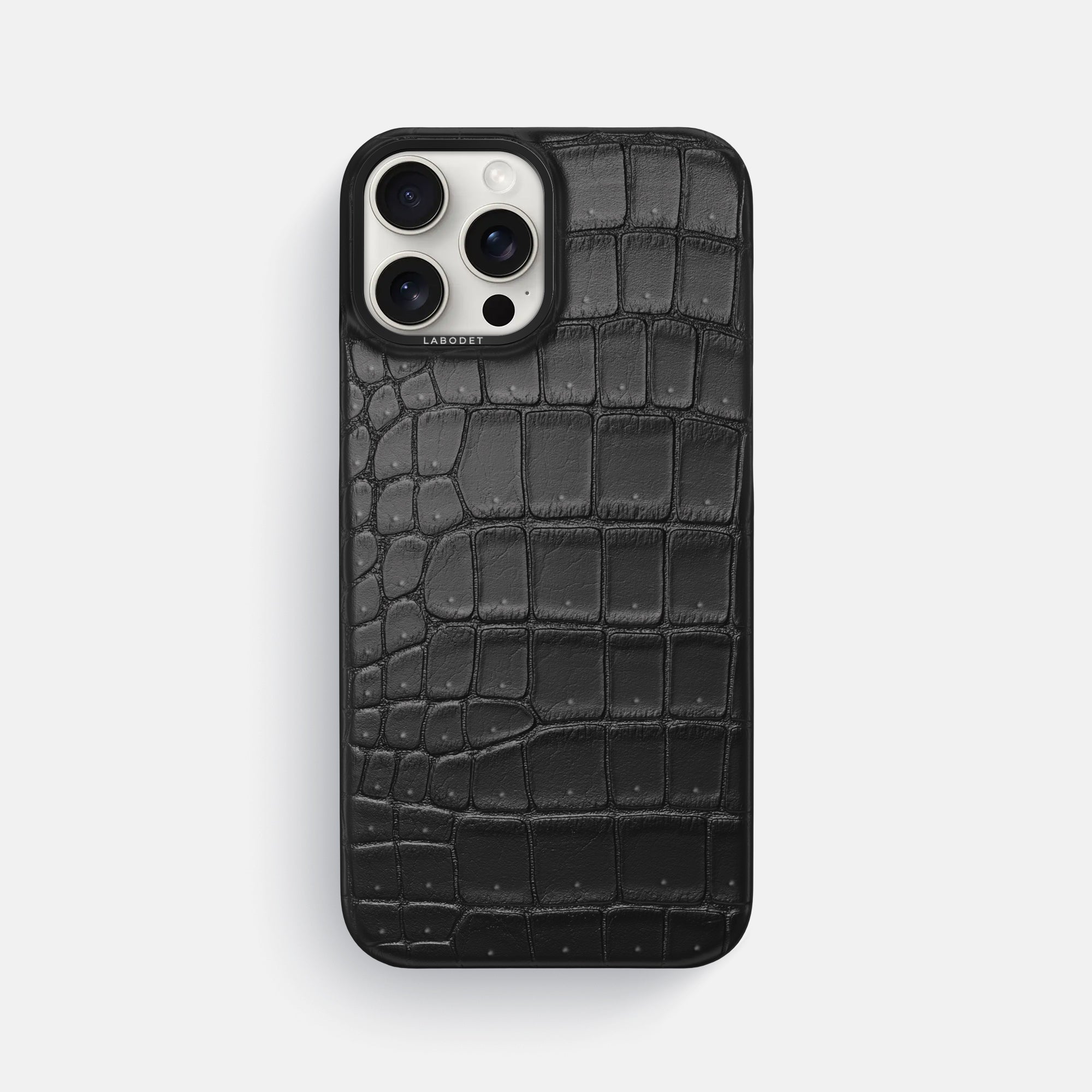 LABODÉT レザーケースブラッククロコダイルiPhone16 Pro Max Classic Case For iPhone 16 Pro Max In Porosus Crocodile – Labodet