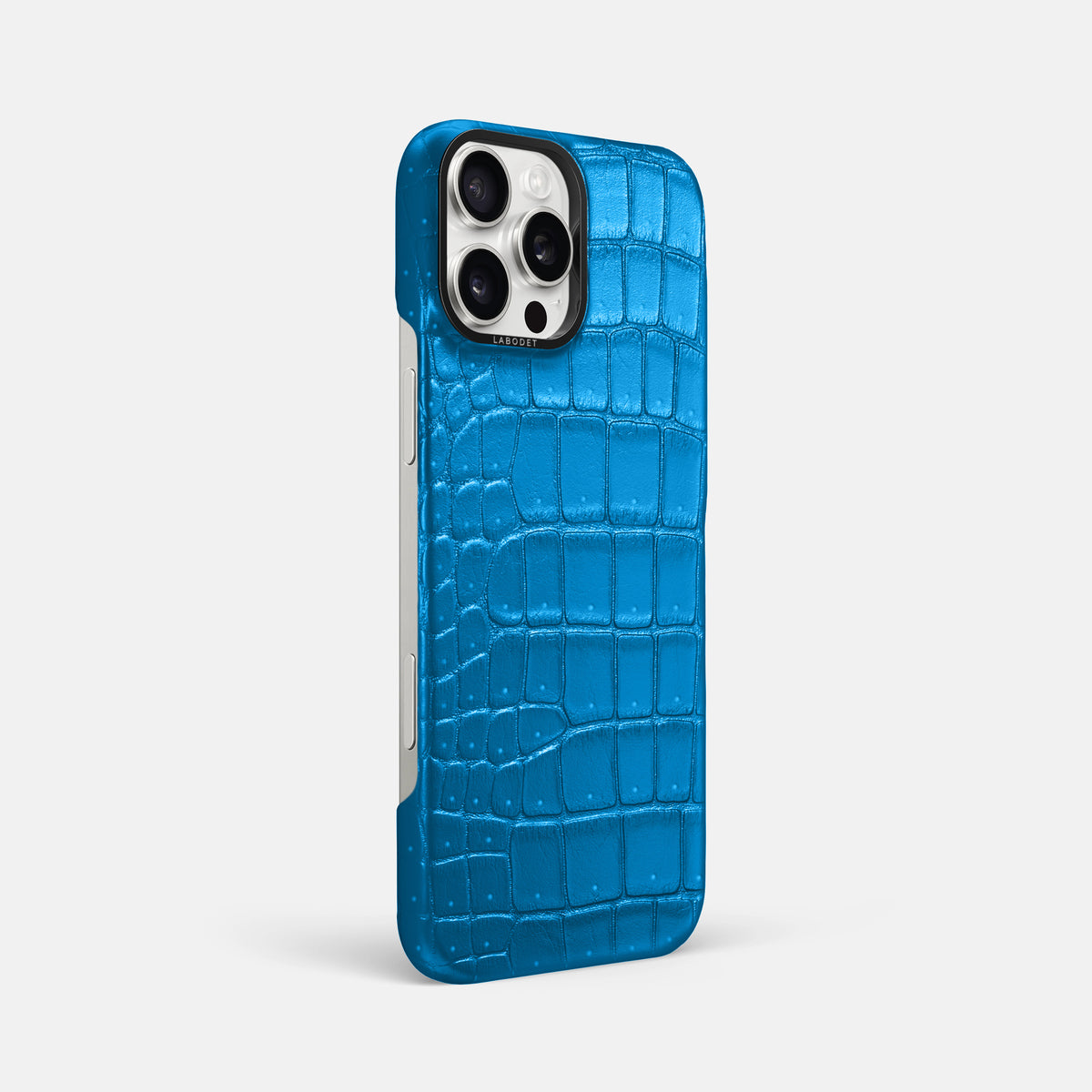 Blue-Lagoon iPhone 16 Pro Max Classic Case Porosus Crocodile with Black Metal -2 | Blue-Lagoon-Black