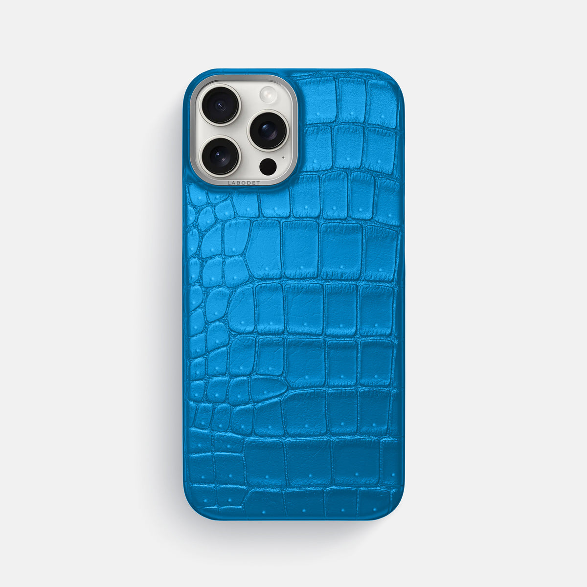 Blue-Lagoon iPhone 16 Pro Max Classic Case Porosus Crocodile with Steel Metal -1 | Blue-Lagoon-Steel