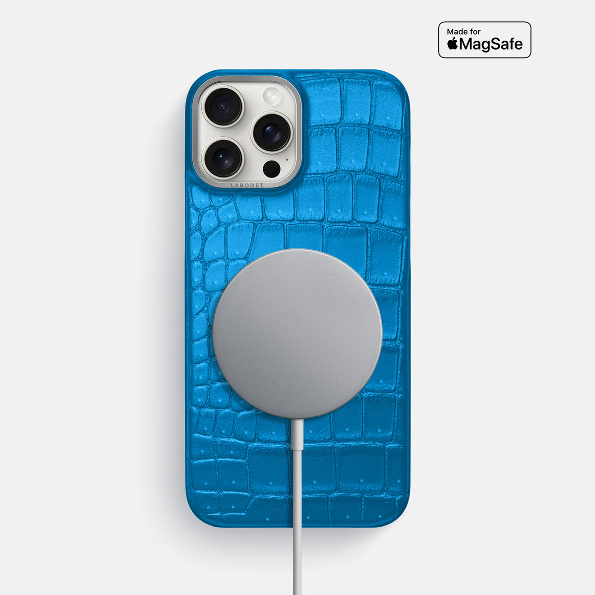 Blue-Lagoon iPhone 16 Pro Max Classic Case Porosus Crocodile with Steel Metal -5 | Blue-Lagoon-Steel