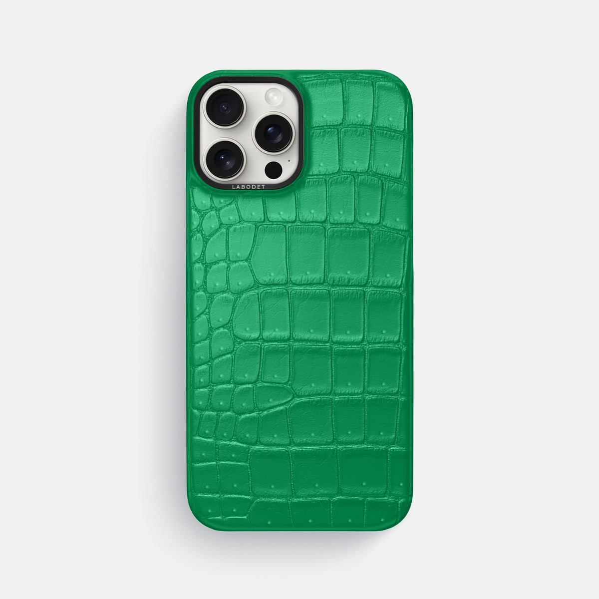 Cactus-Green iPhone 16 Pro Max Classic Case Porosus Crocodile with Black Metal -1 | Cactus-Green-Black