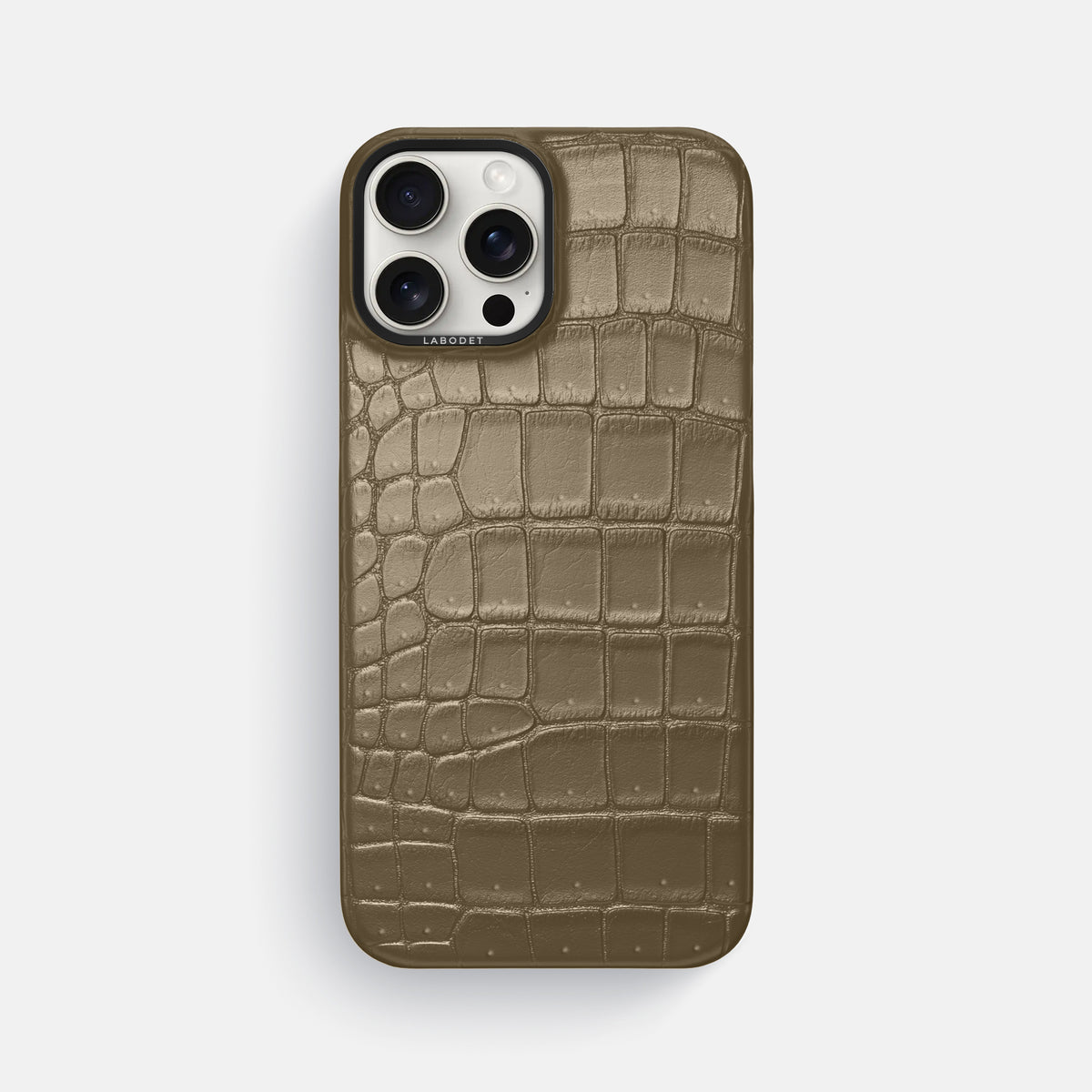 Kaki-Green iPhone 16 Pro Max Classic Case Porosus Crocodile with Black Metal -1 | Kaki-Green-Black