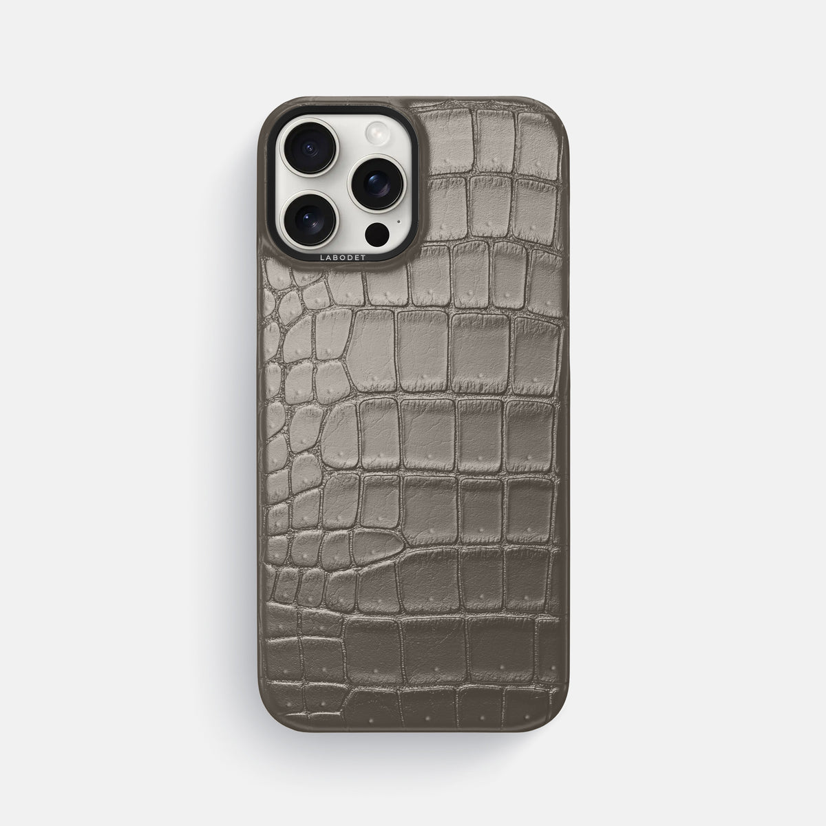 Lava-Stone iPhone 16 Pro Max Classic Case Porosus Crocodile with Black Metal -1 | Lava-Stone-Black