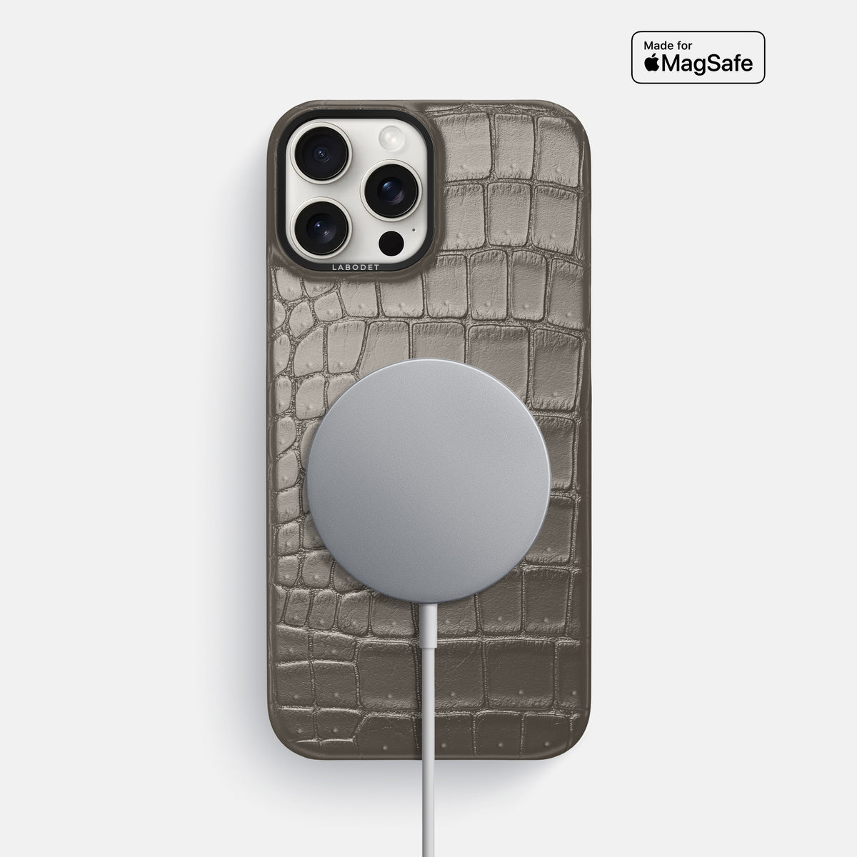 Lava-Stone iPhone 16 Pro Max Classic Case Porosus Crocodile with Black Metal -5 | Lava-Stone-Black