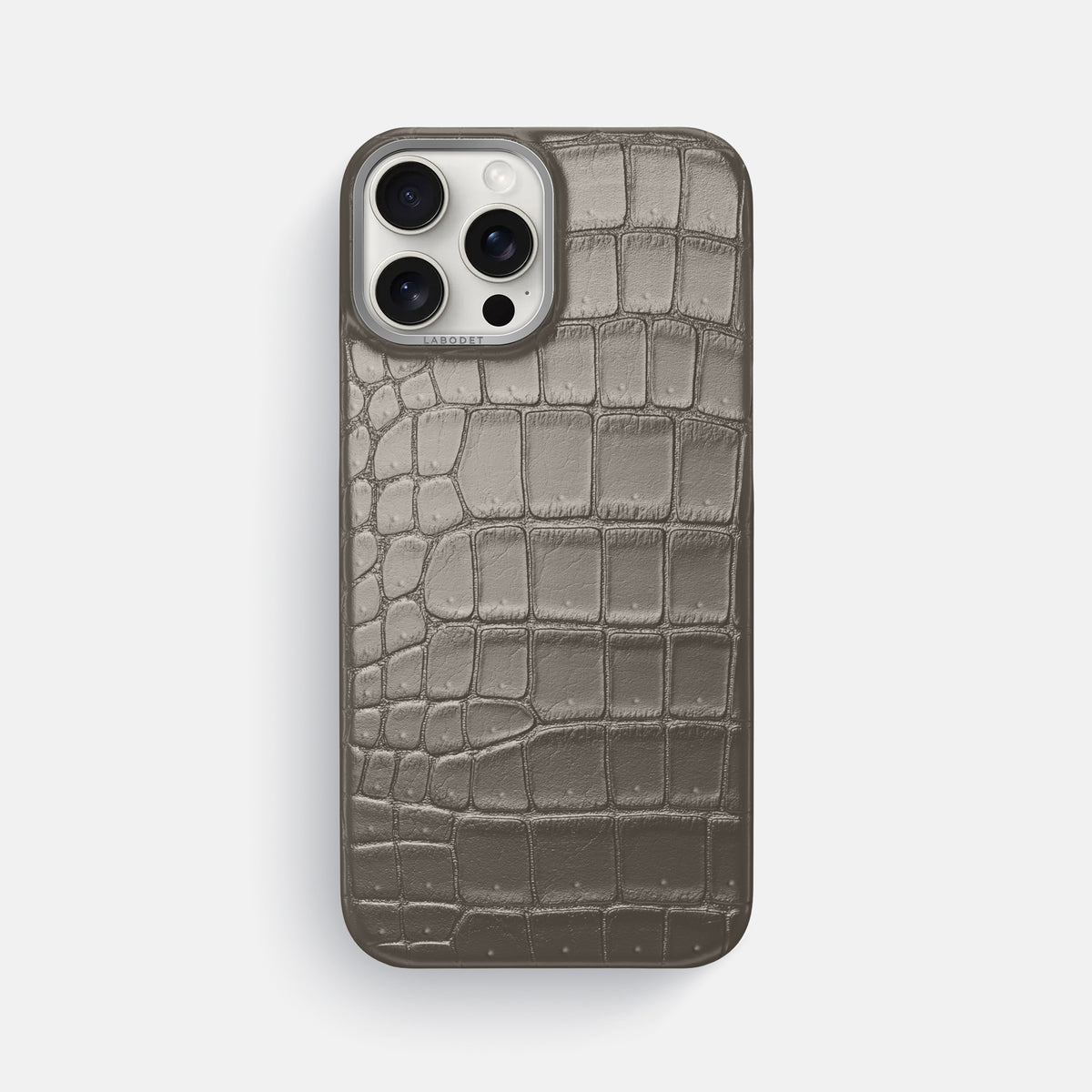 Lava-Stone iPhone 16 Pro Max Classic Case Porosus Crocodile with Steel Metal -1 | Lava-Stone-Steel