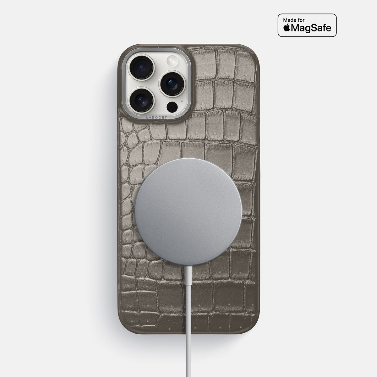Lava-Stone iPhone 16 Pro Max Classic Case Porosus Crocodile with Steel Metal -5 | Lava-Stone-Steel