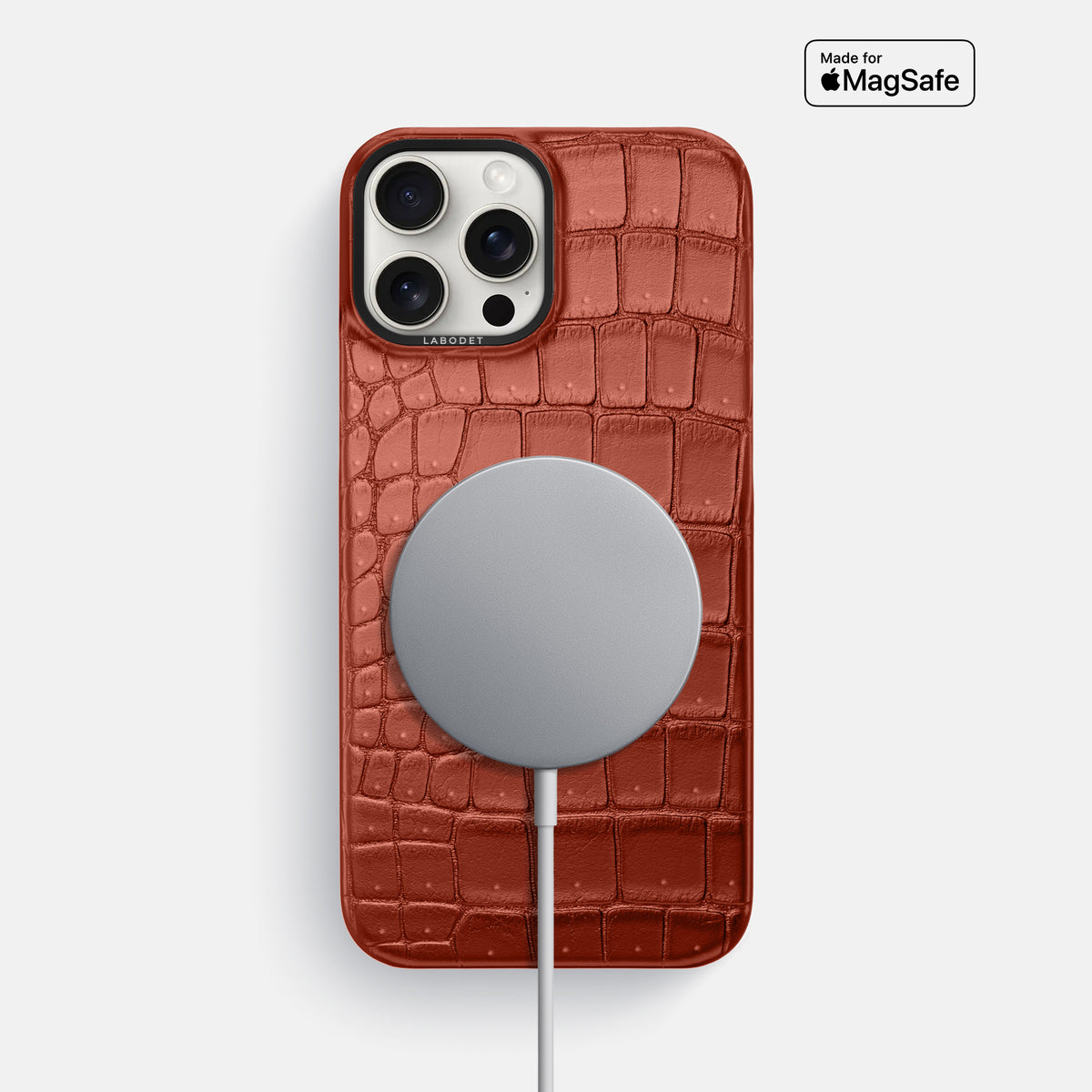 Mahogany-Brown iPhone 16 Pro Max Classic Case Porosus Crocodile with Black Metal -5 | Mahogany-Brown-Black