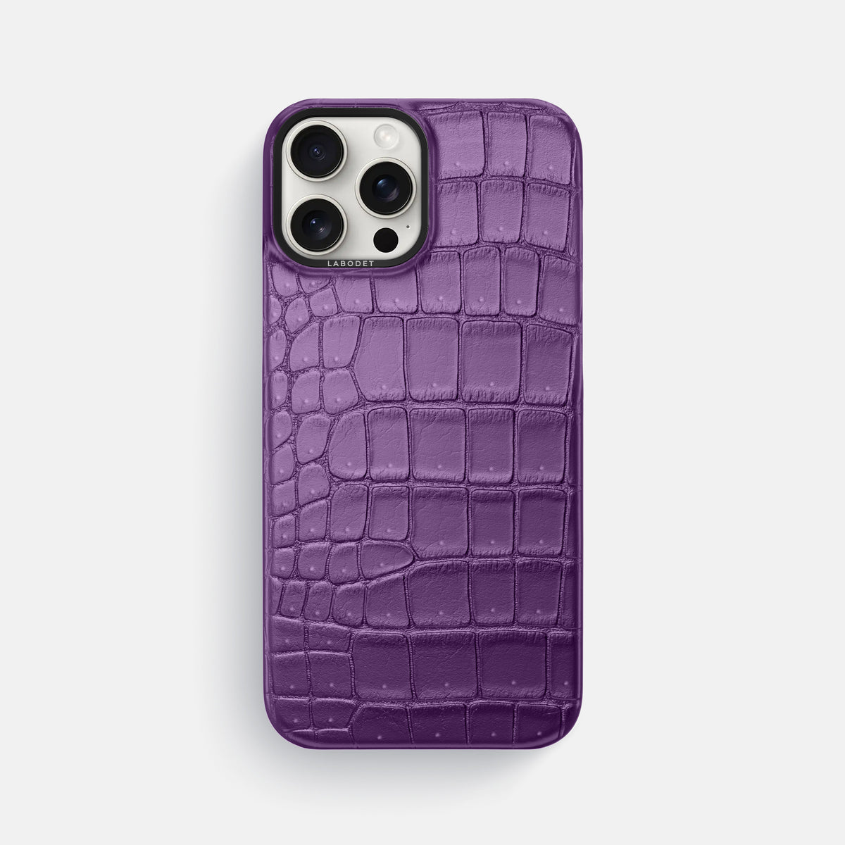 Purple iPhone 16 Pro Max Classic Case Porosus Crocodile with Black Metal -1 | Purple-Black