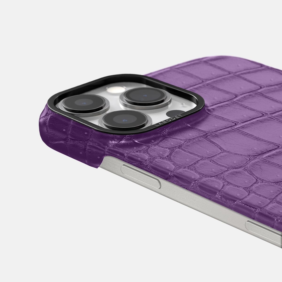 Purple iPhone 16 Pro Max Classic Case Porosus Crocodile with Black Metal -6 | Purple-Black