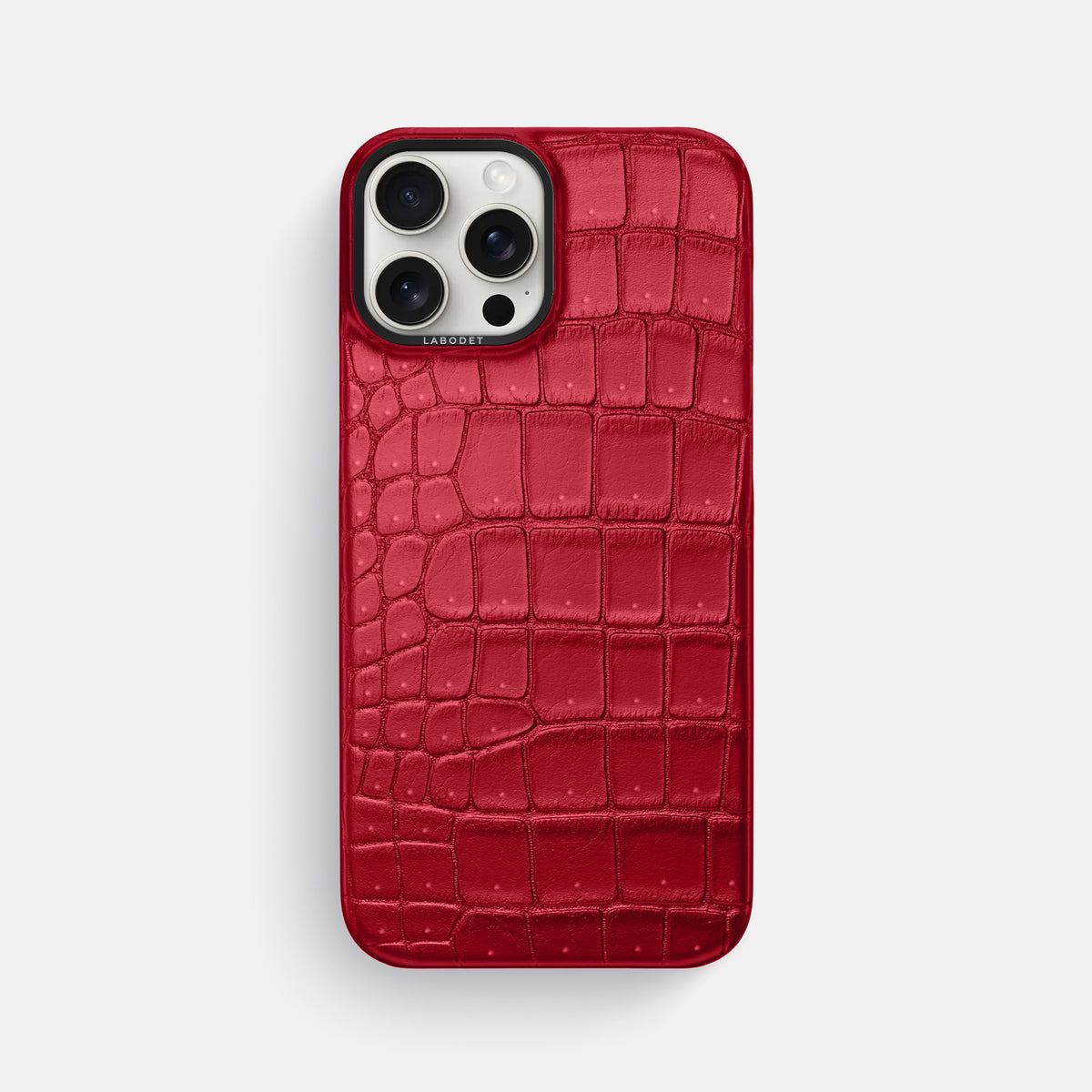 Burgundy iPhone 16 Pro Max Classic Case Porosus Crocodile with Black Metal -1 | Burgundy-Black