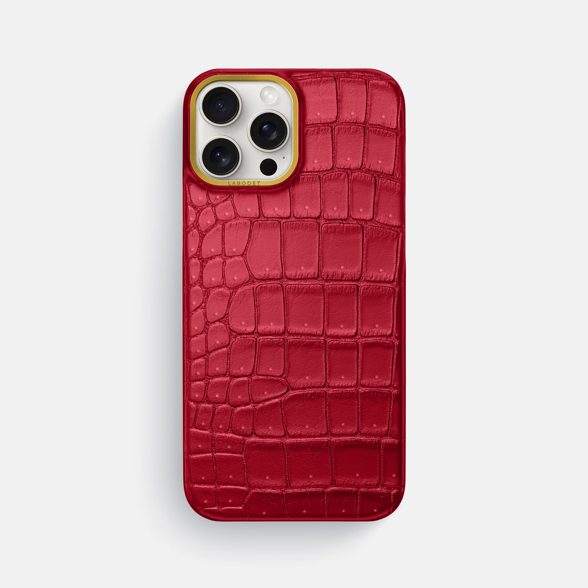Burgundy iPhone 16 Pro Max Classic Case Porosus Crocodile with Gold Metal -1 | Burgundy-Gold