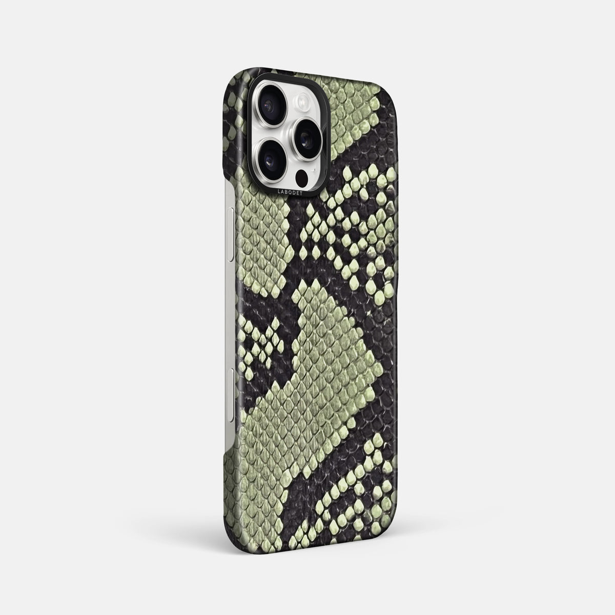 Army Green iPhone 16 Pro Max Classic Case In Python with Black Metal -2 | Army-Green-Black