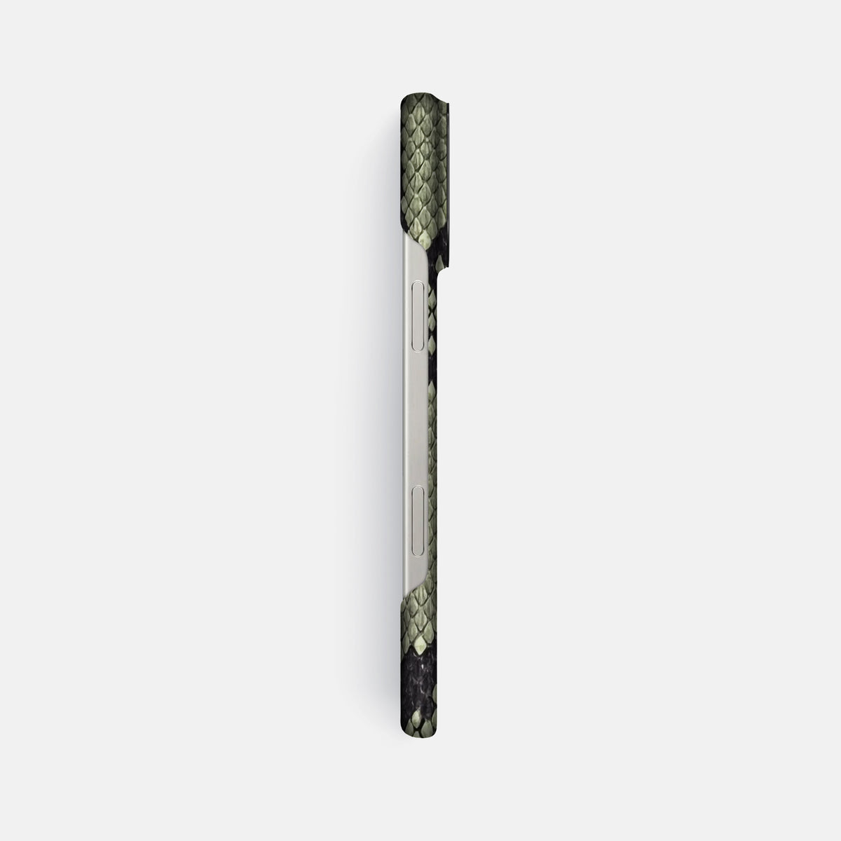 Army Green iPhone 16 Pro Max Classic Case In Python with Black Metal -3 | Army-Green-Black
