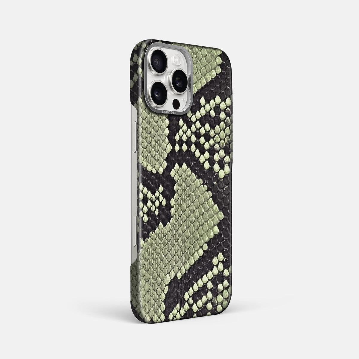 Army Green iPhone 16 Pro Max Classic Case In Python with Steel Metal -2 | Army-Green-Steel