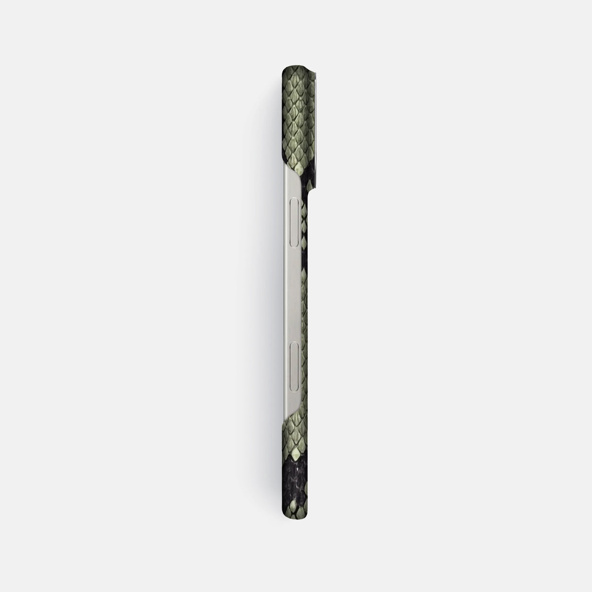 Army Green iPhone 16 Pro Max Classic Case In Python with Steel Metal -3 | Army-Green-Steel