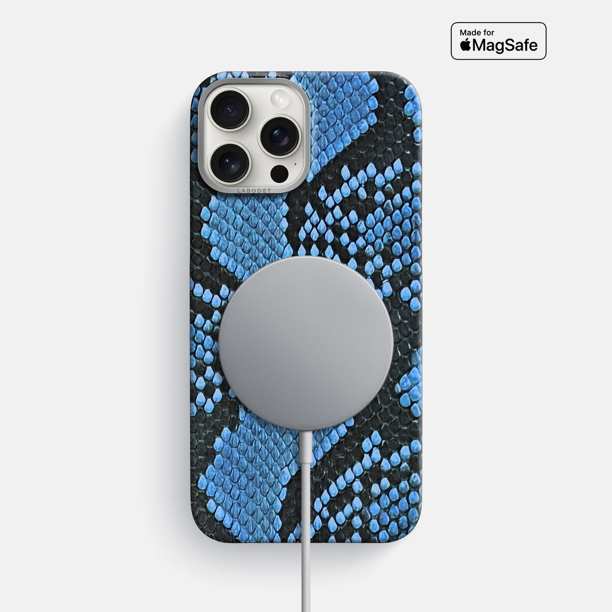 Blue-Jeans iPhone 16 Pro Max Classic Case In Python with Steel Metal -5 | Blue-Jeans-Steel