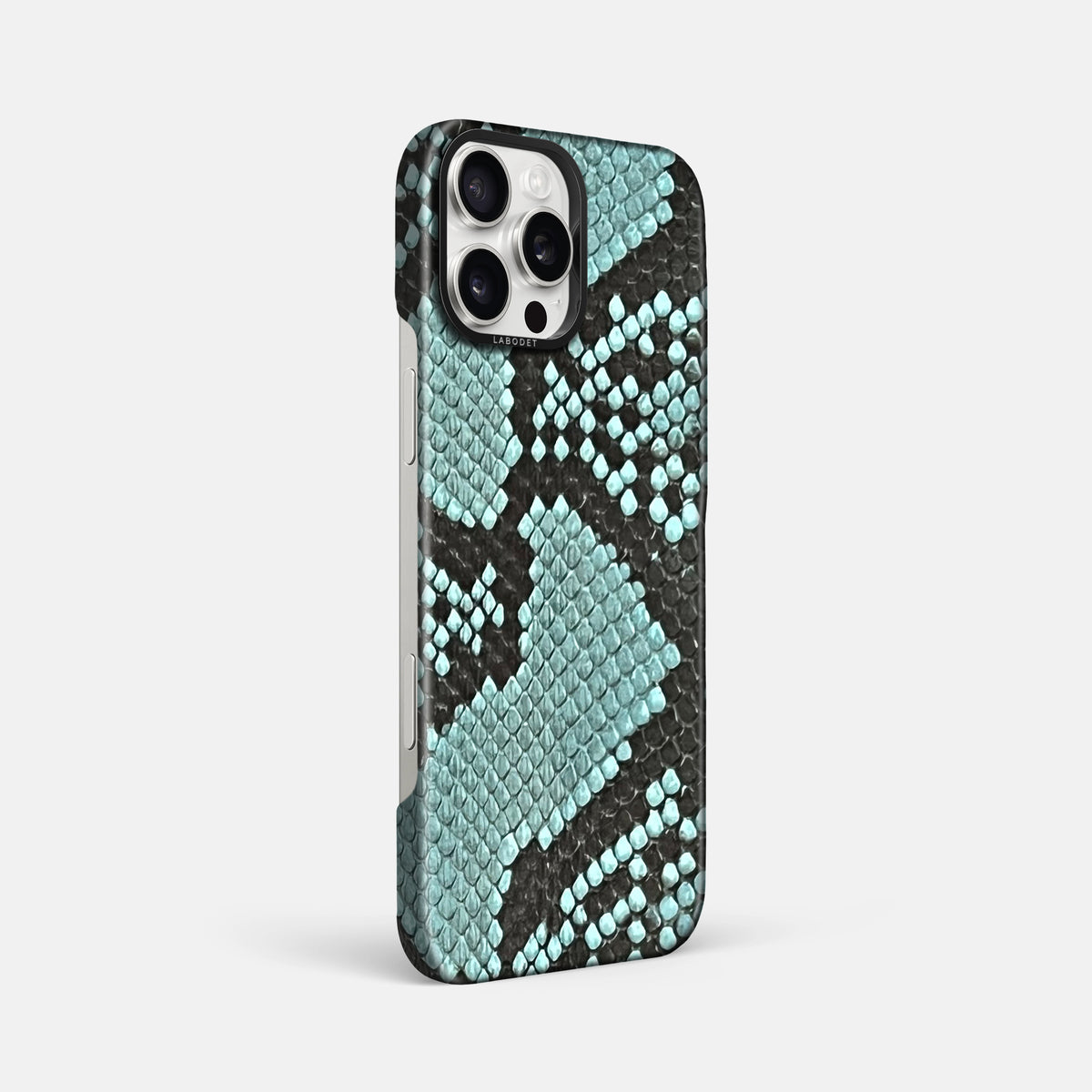 Blue Lagoon iPhone 16 Pro Max Classic Case In Python with Black Metal -2 | Blue-Lagoon-Black