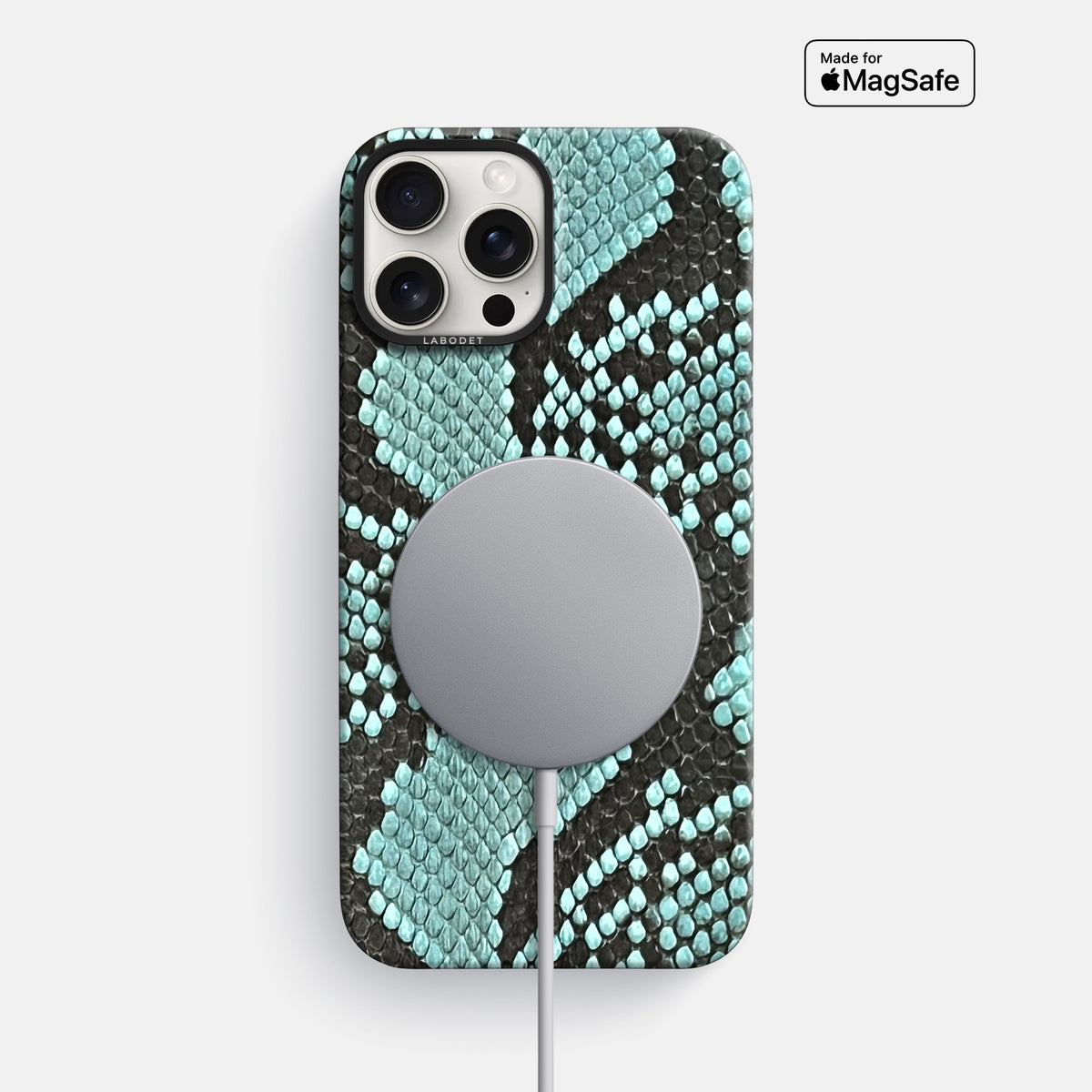Blue Lagoon iPhone 16 Pro Max Classic Case In Python with Black Metal -5 | Blue-Lagoon-Black