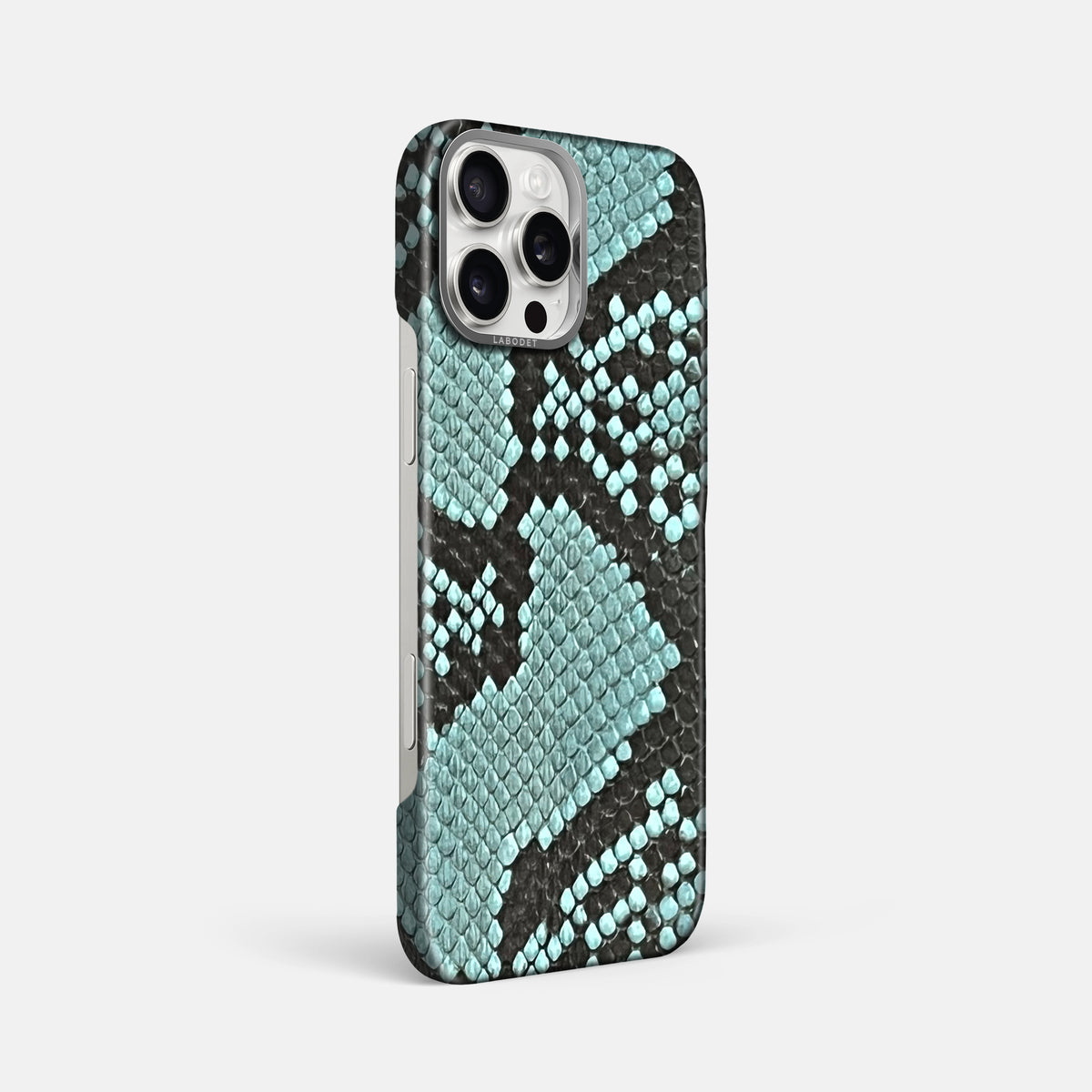 Blue Lagoon iPhone 16 Pro Max Classic Case In Python with Steel Metal -2 | Blue-Lagoon-Steel