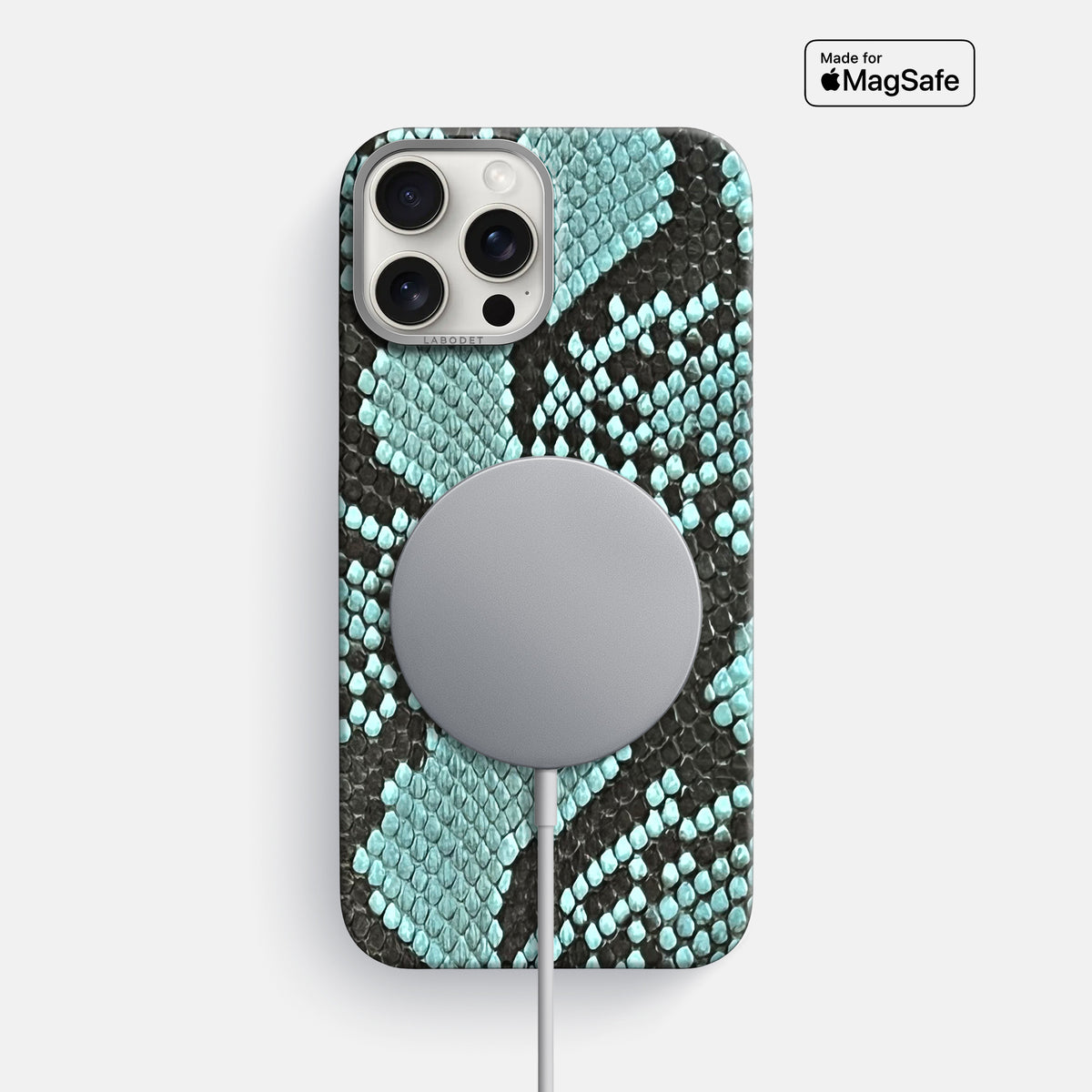 Blue Lagoon iPhone 16 Pro Max Classic Case In Python with Steel Metal -5 | Blue-Lagoon-Steel