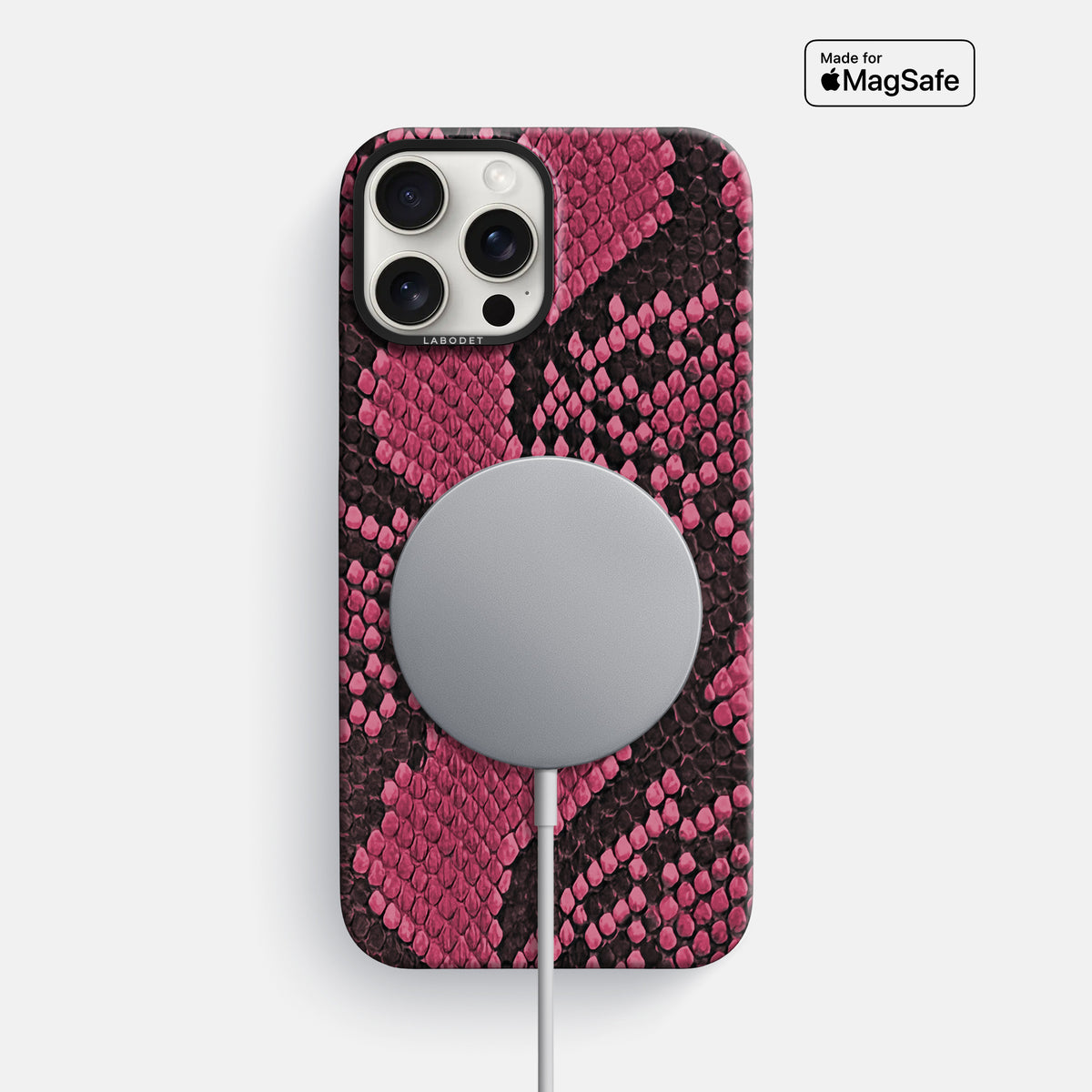 Burgundy iPhone 16 Pro Max Classic Case In Python with Black Metal -5 | Burgundy-Black
