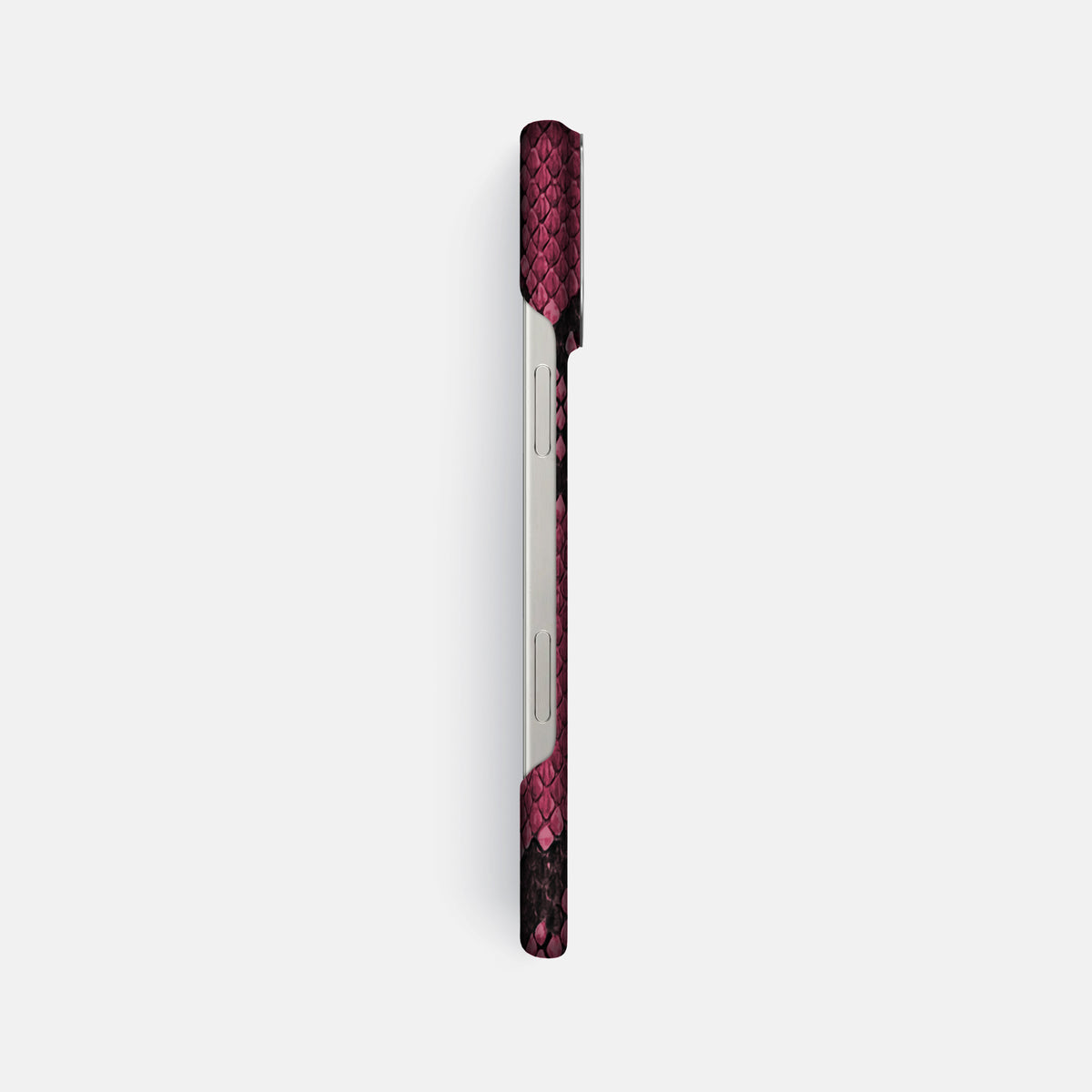 Burgundy iPhone 16 Pro Max Classic Case In Python with Steel Metal -3 | Burgundy-Steel
