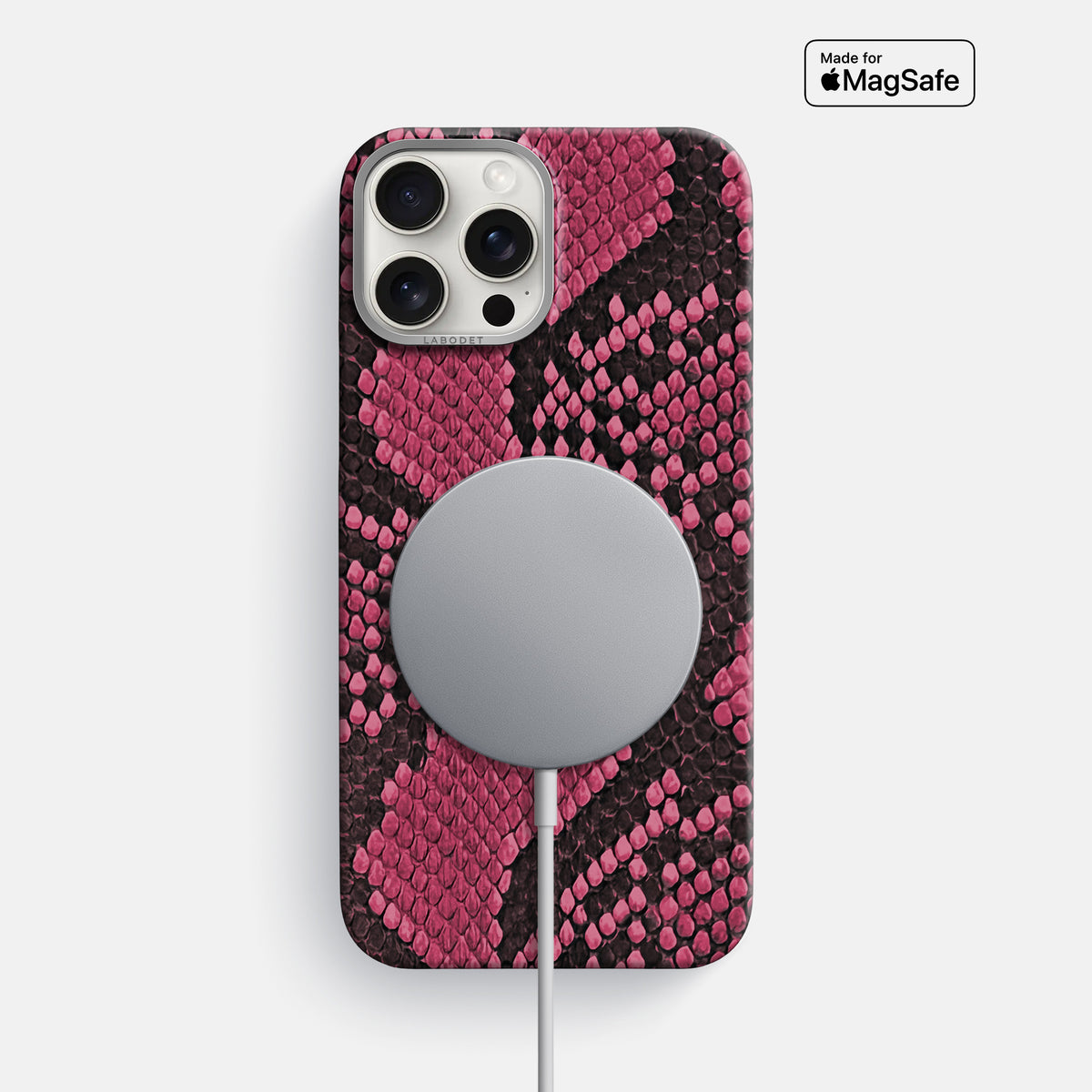 Burgundy iPhone 16 Pro Max Classic Case In Python with Steel Metal -5 | Burgundy-Steel