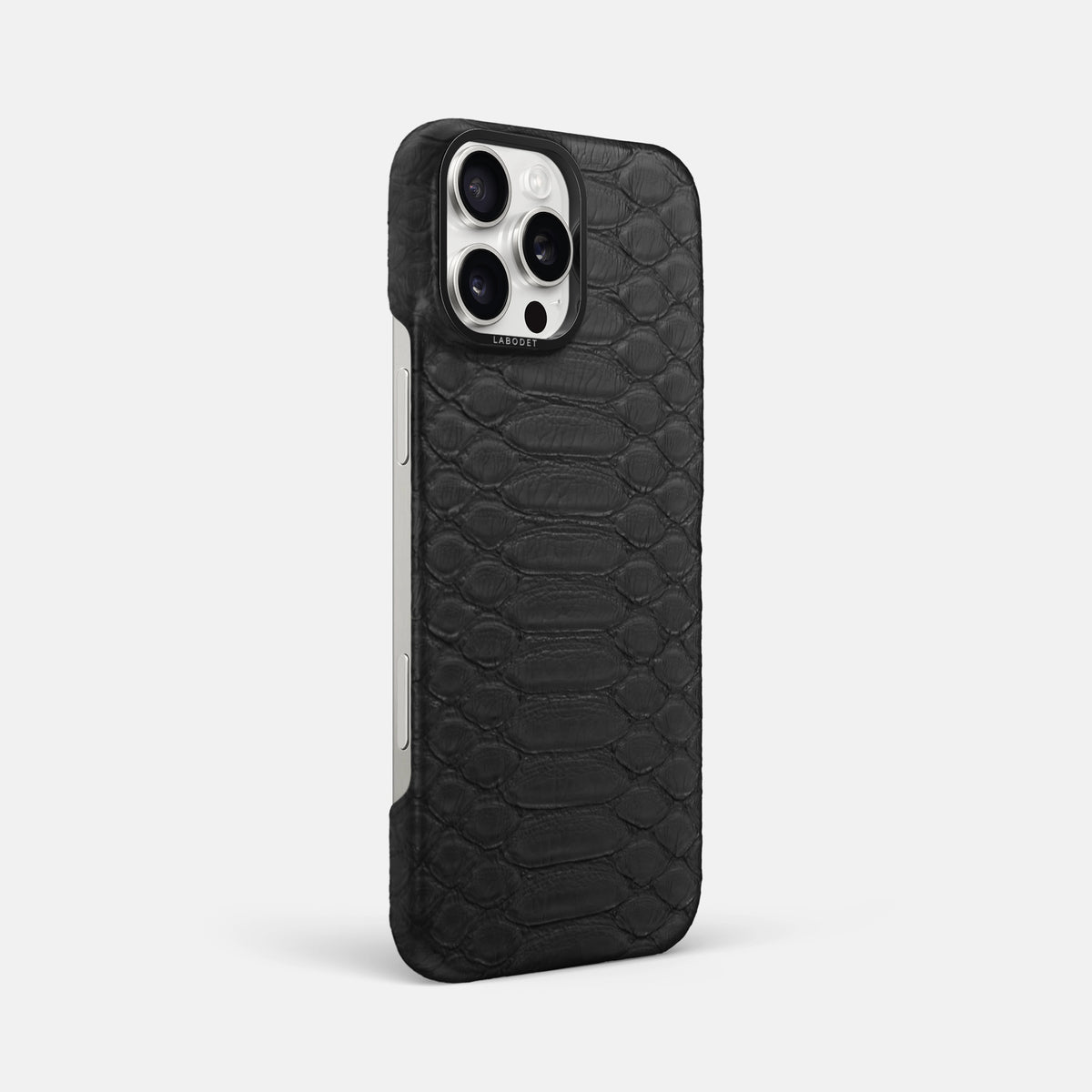 Black iPhone 16 Pro Max Classic Case Python with Black Metal -2 | Black-Black