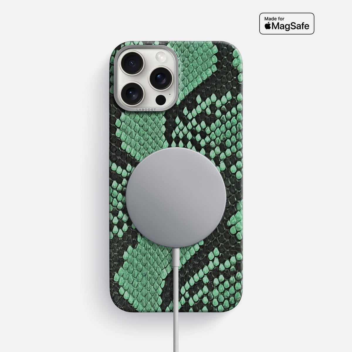 Forest-Green iPhone 16 Pro Max Classic Case In Python with Steel Metal -5 | Forest-Green-Steel