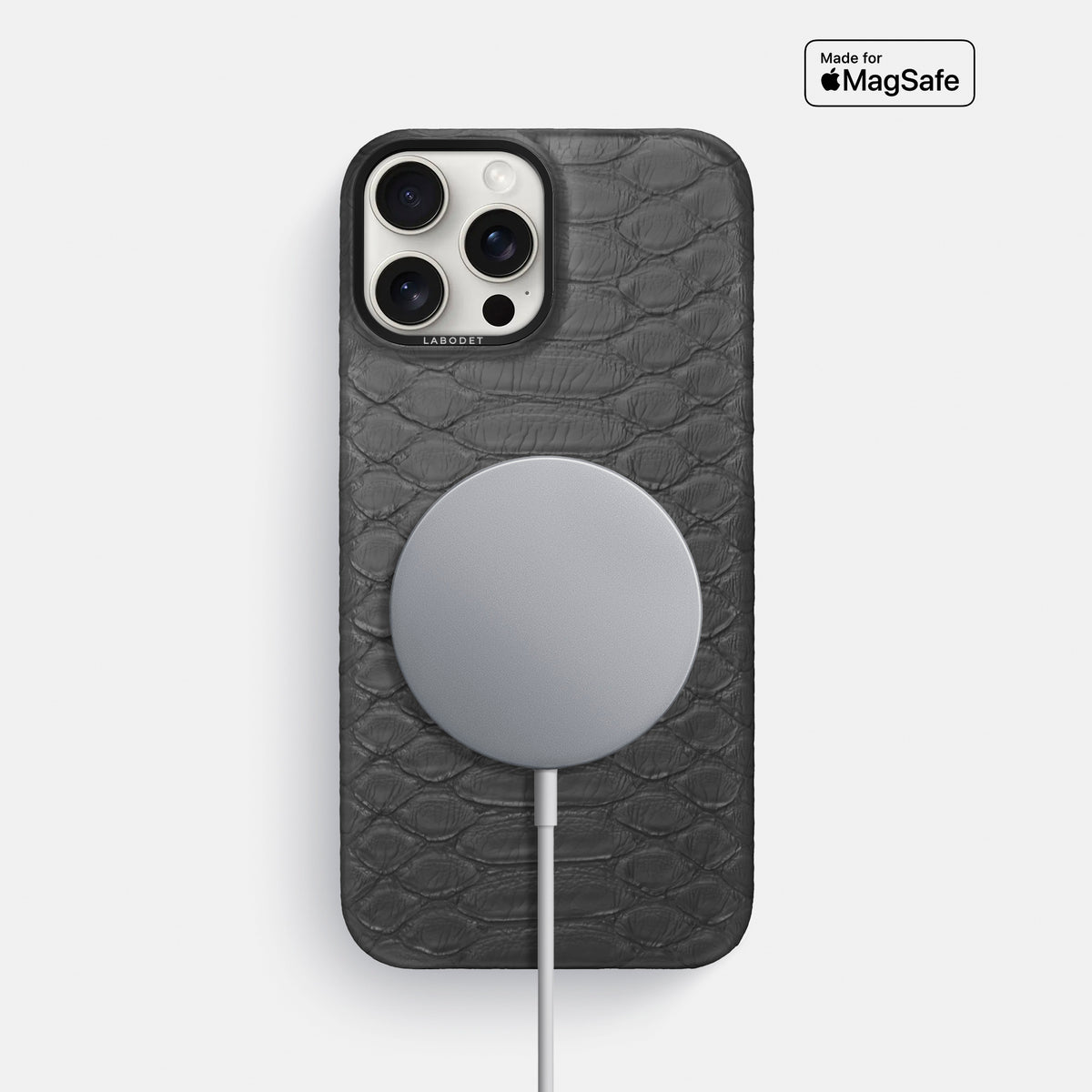 Grey iPhone 16 Pro Max Classic Case Python with Black Metal -5 | Grey-Black