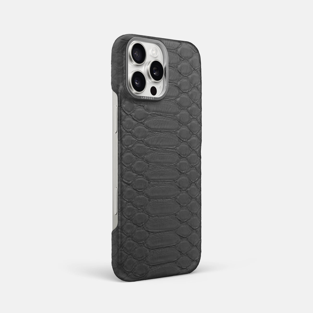 Grey iPhone 16 Pro Max Classic Case Python with Steel Metal -2 | Grey-Steel