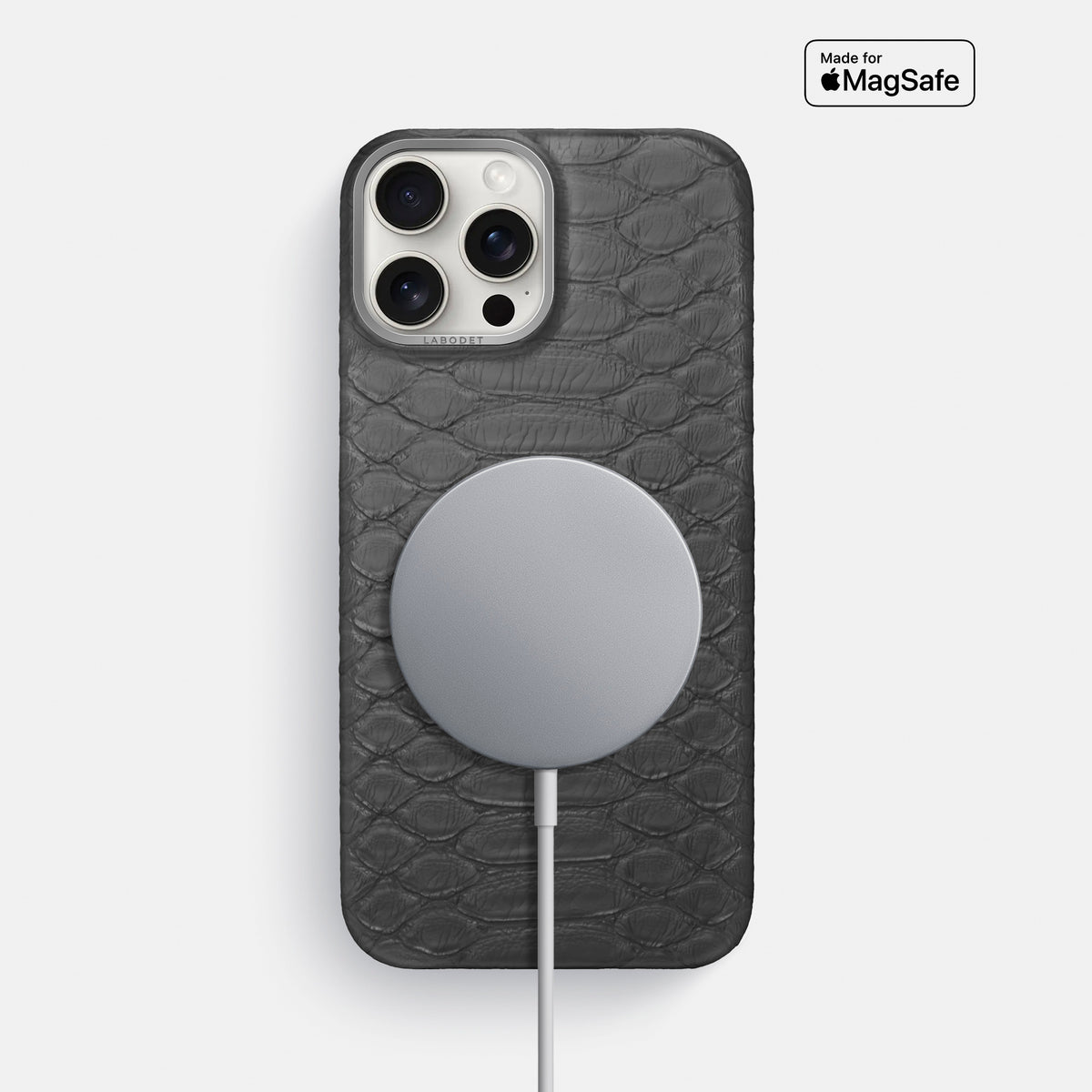 Grey iPhone 16 Pro Max Classic Case Python with Steel Metal -5 | Grey-Steel