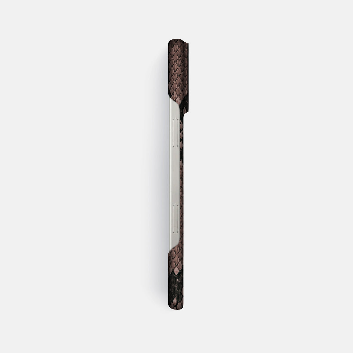 Mahogany-Brown iPhone 16 Pro Max Classic Case In Python with Black Metal -3 | Mahogany-Brown-Black