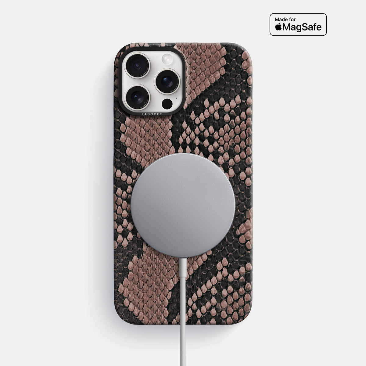 Mahogany-Brown iPhone 16 Pro Max Classic Case In Python with Black Metal -5 | Mahogany-Brown-Black