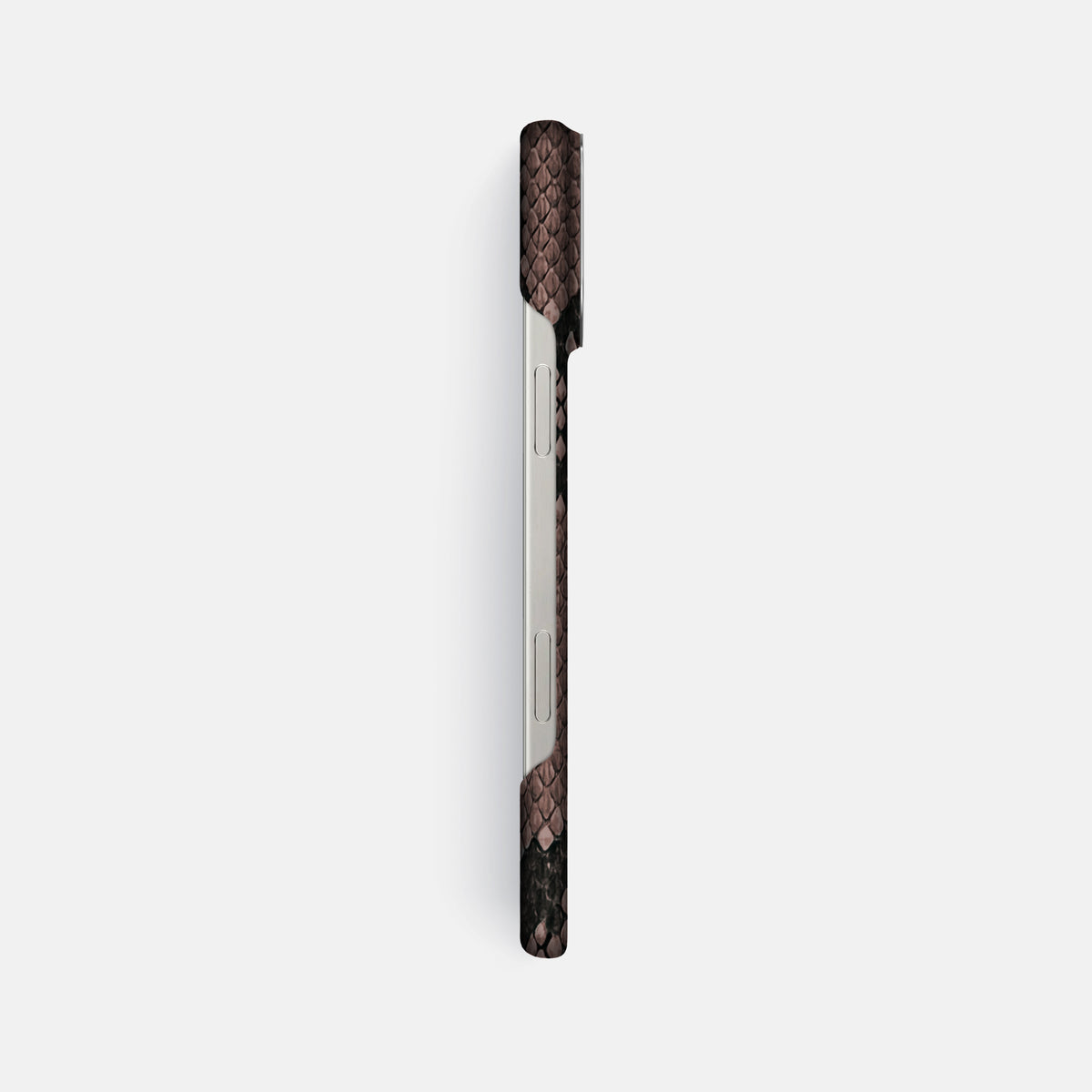 Mahogany-Brown iPhone 16 Pro Max Classic Case In Python with Steel Metal -3 | Mahogany-Brown-Steel