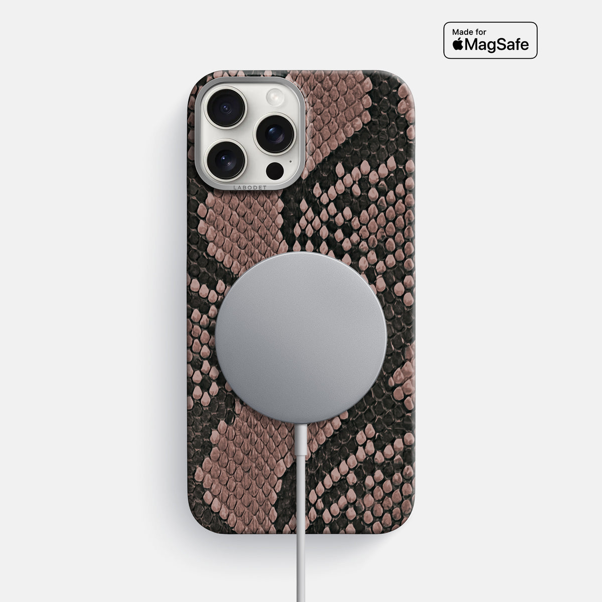Mahogany-Brown iPhone 16 Pro Max Classic Case In Python with Steel Metal -5 | Mahogany-Brown-Steel