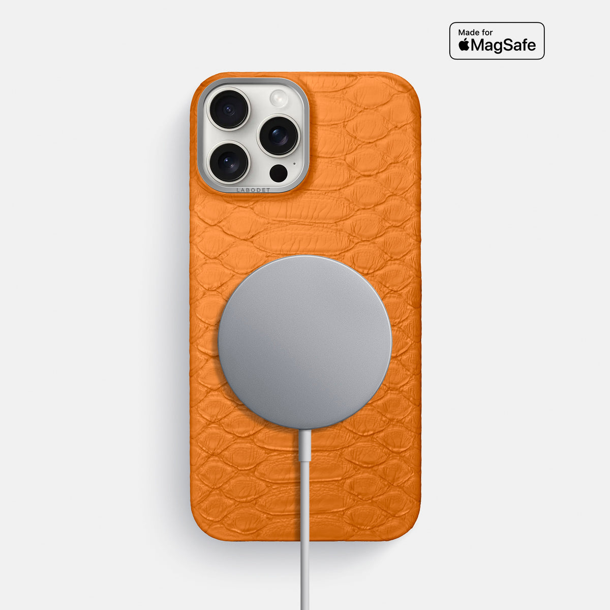 Orange iPhone 16 Pro Max Classic Case Python with Steel Metal -5 | Orange-Steel