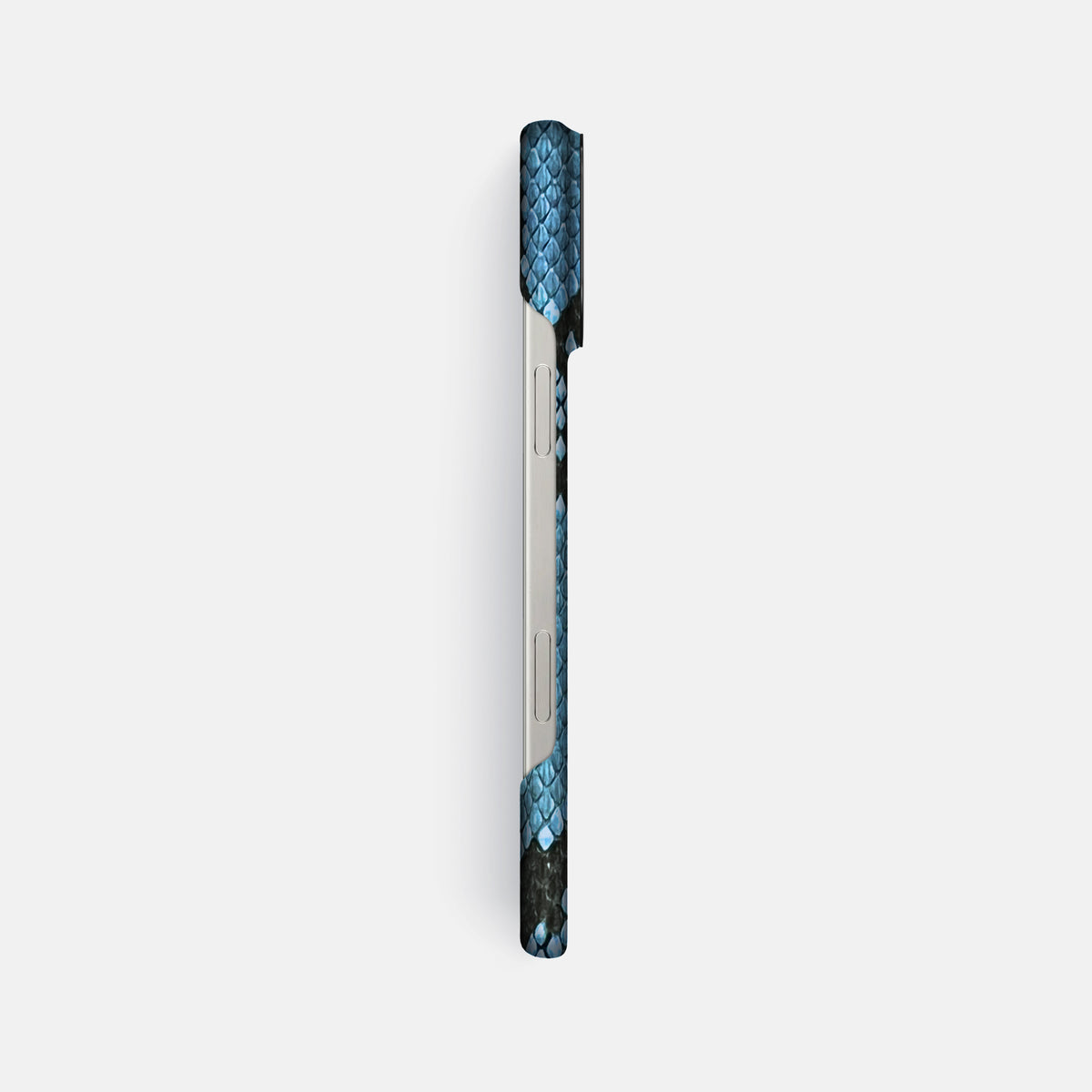 Pacific Blue iPhone 16 Pro Max Classic Case In Python with Black Metal -3 | Pacific-Blue-Black