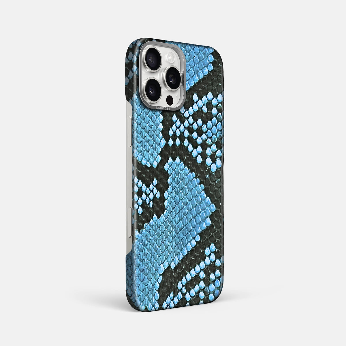 Pacific Blue iPhone 16 Pro Max Classic Case In Python with Steel Metal -2 | Pacific-Blue-Steel
