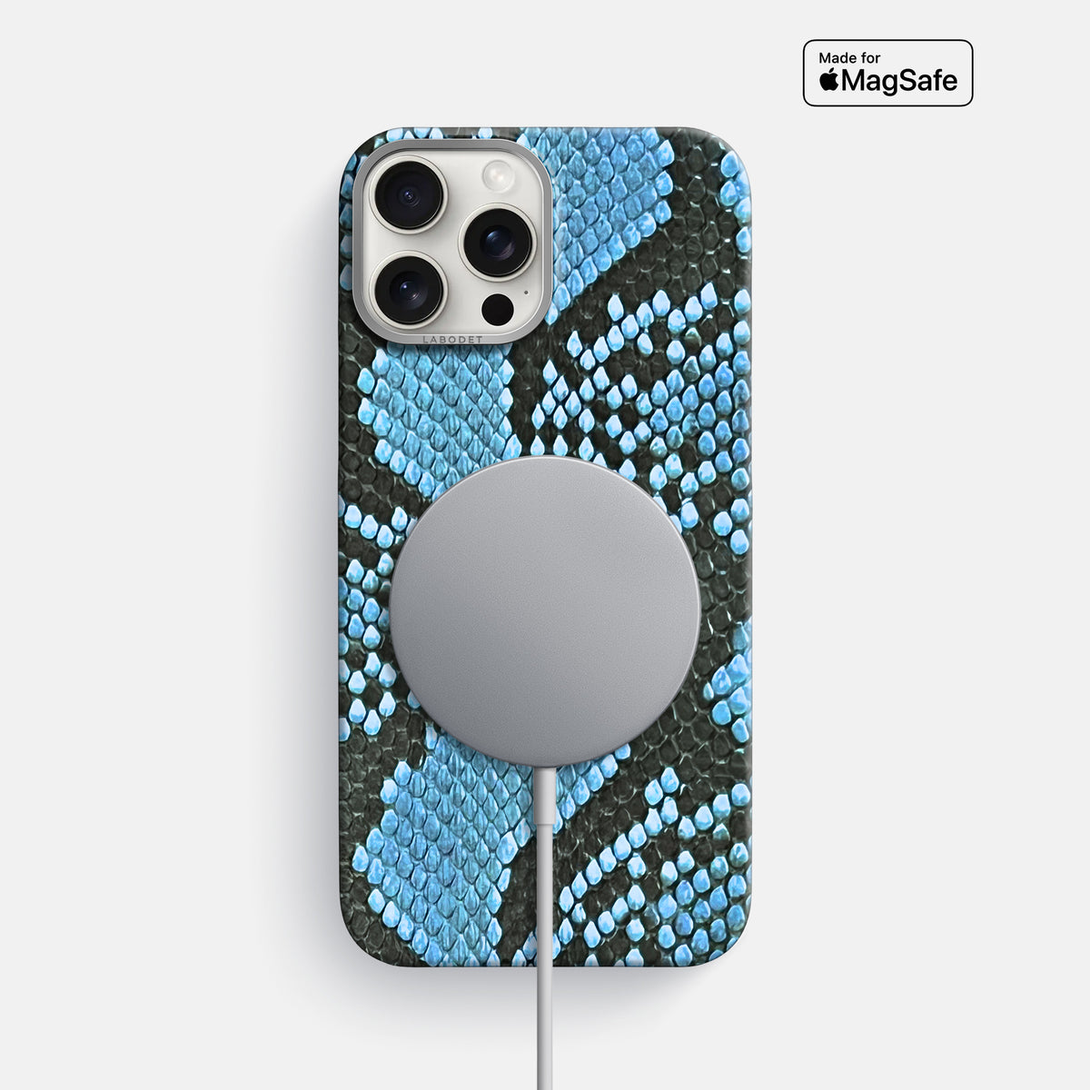 Pacific Blue iPhone 16 Pro Max Classic Case In Python with Steel Metal -5 | Pacific-Blue-Steel