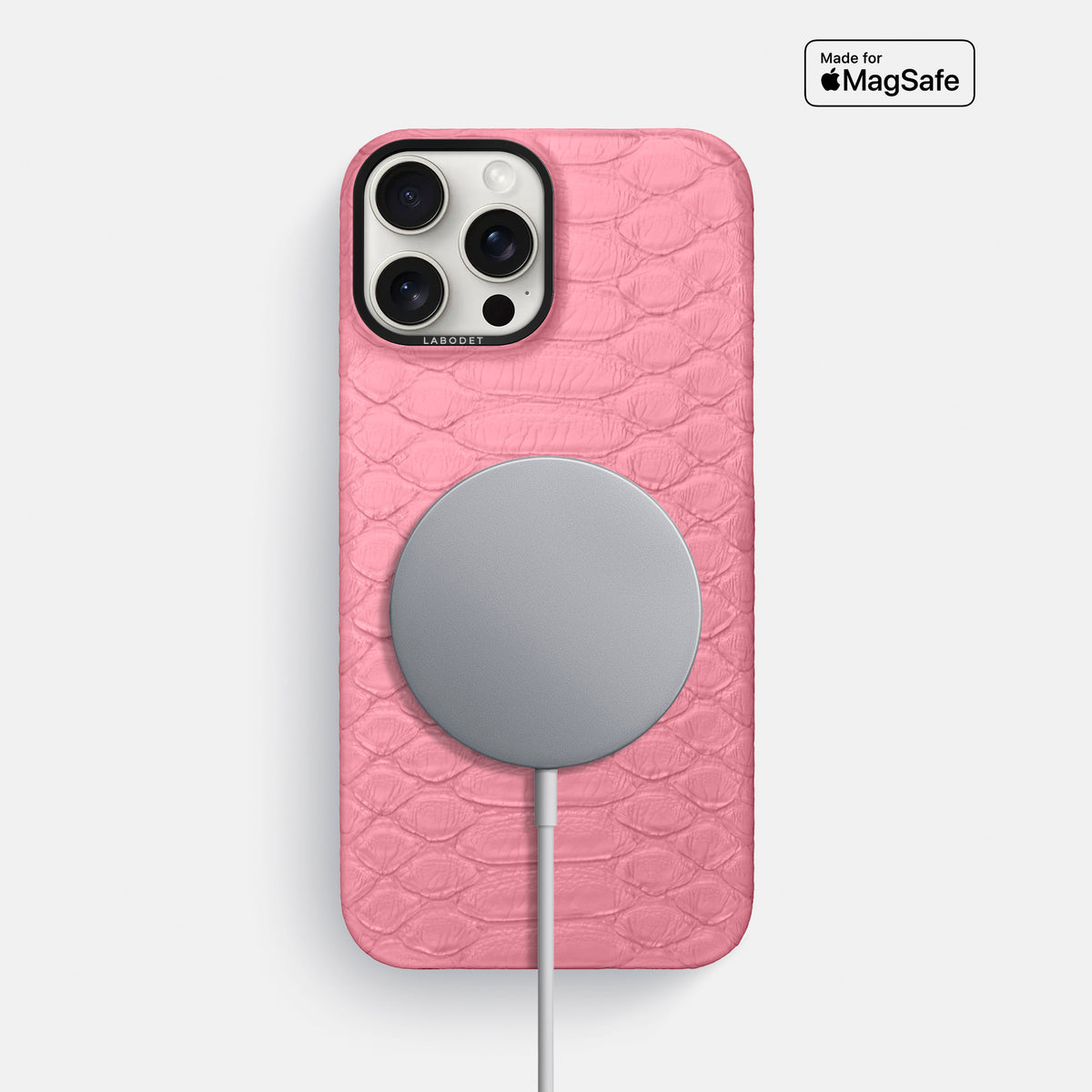 Pink iPhone 16 Pro Max Classic Case Python with Black Metal -5 | Pink-Black