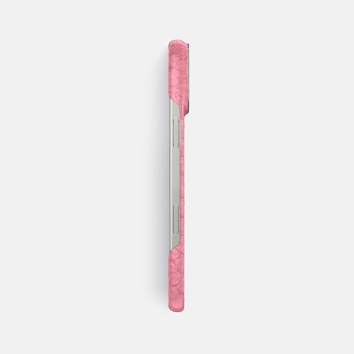 Pink iPhone 16 Pro Max Classic Case Python with Steel Metal -3 | Pink-Steel