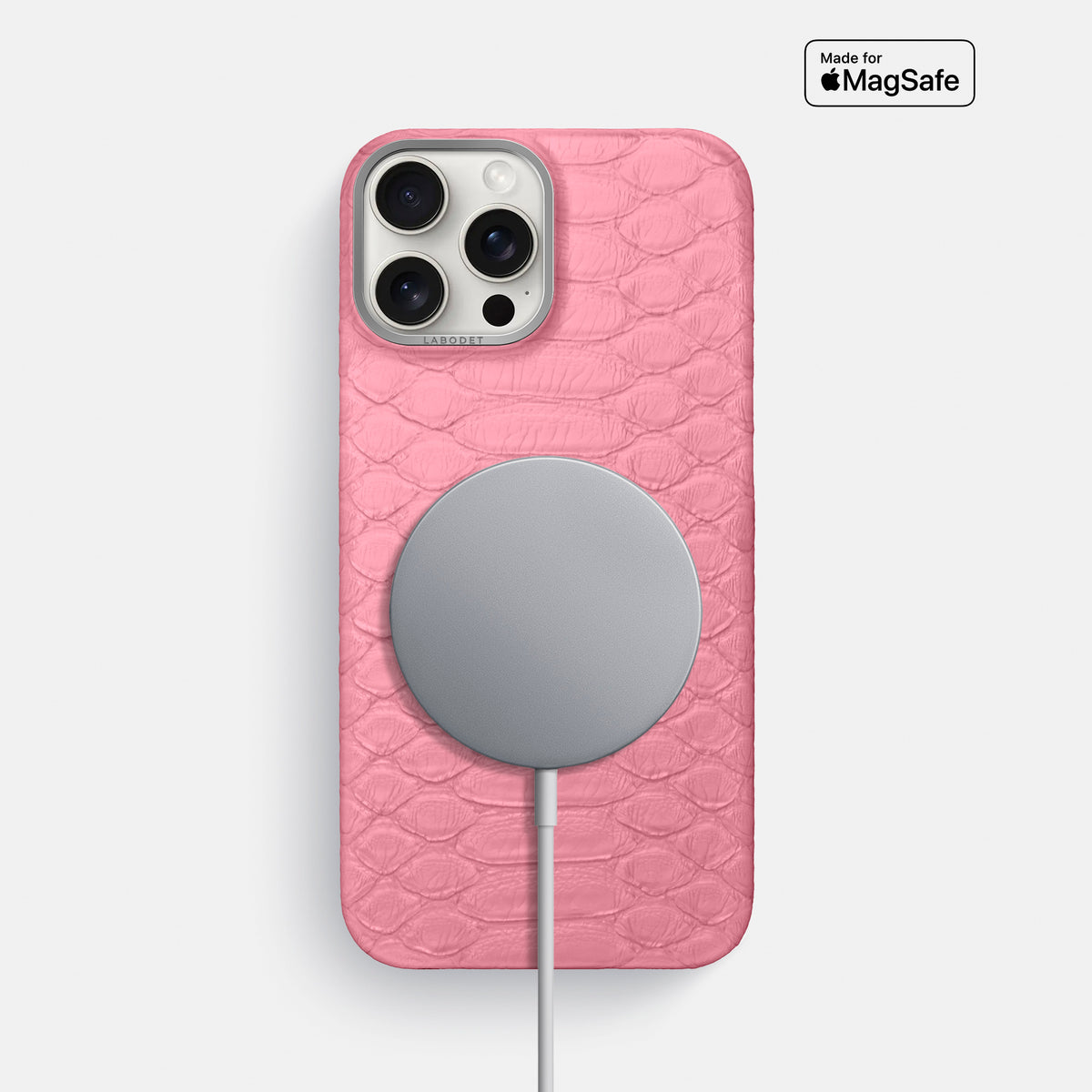 Pink iPhone 16 Pro Max Classic Case Python with Steel Metal -5 | Pink-Steel